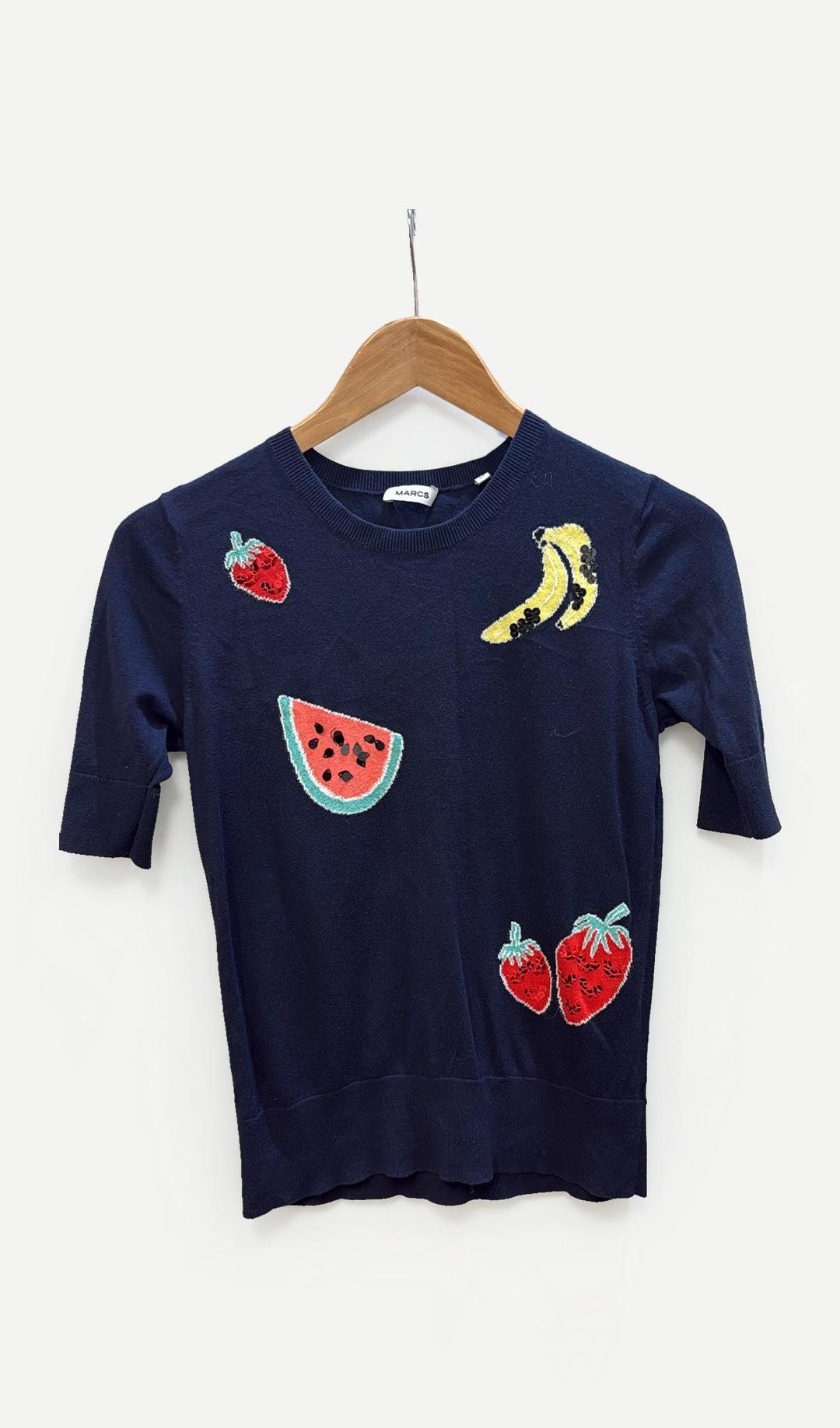 Marcs Navy Fruit Knit T-Shirt M