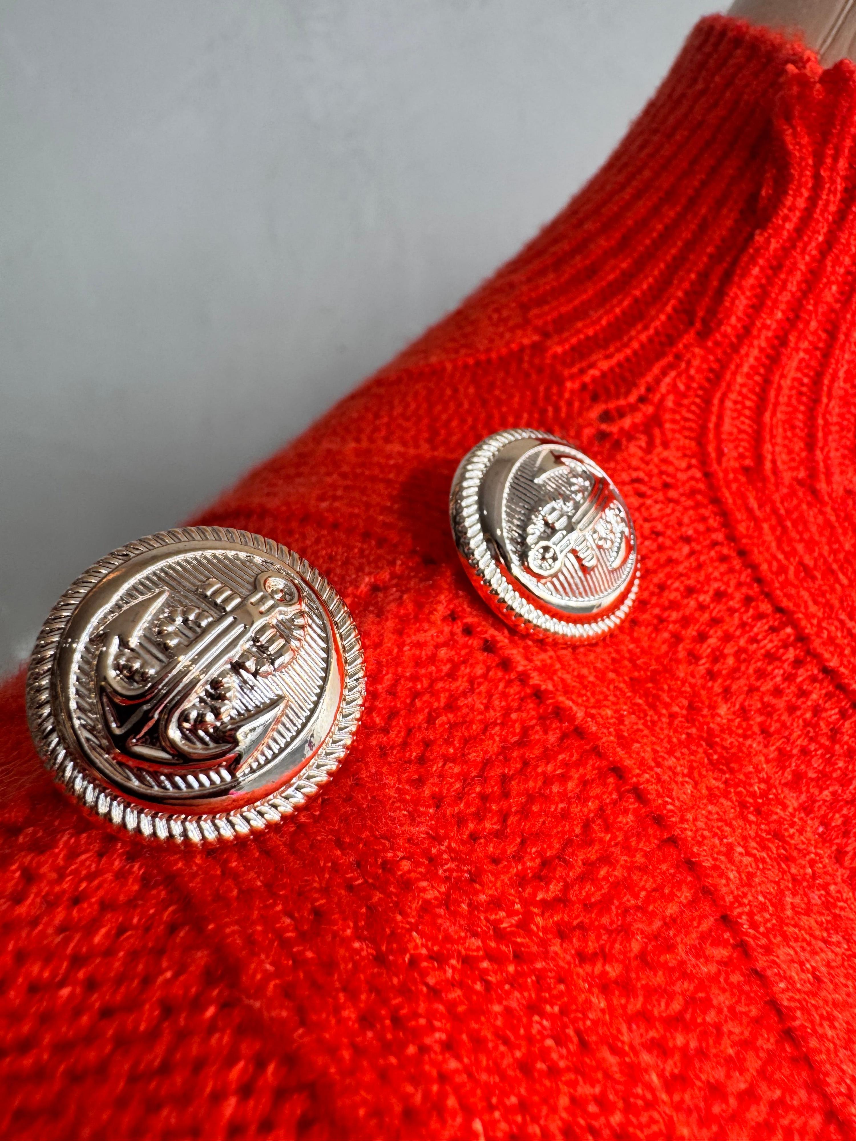 Turtleneck knit top with button details - Size S - Orange thumbnail 11