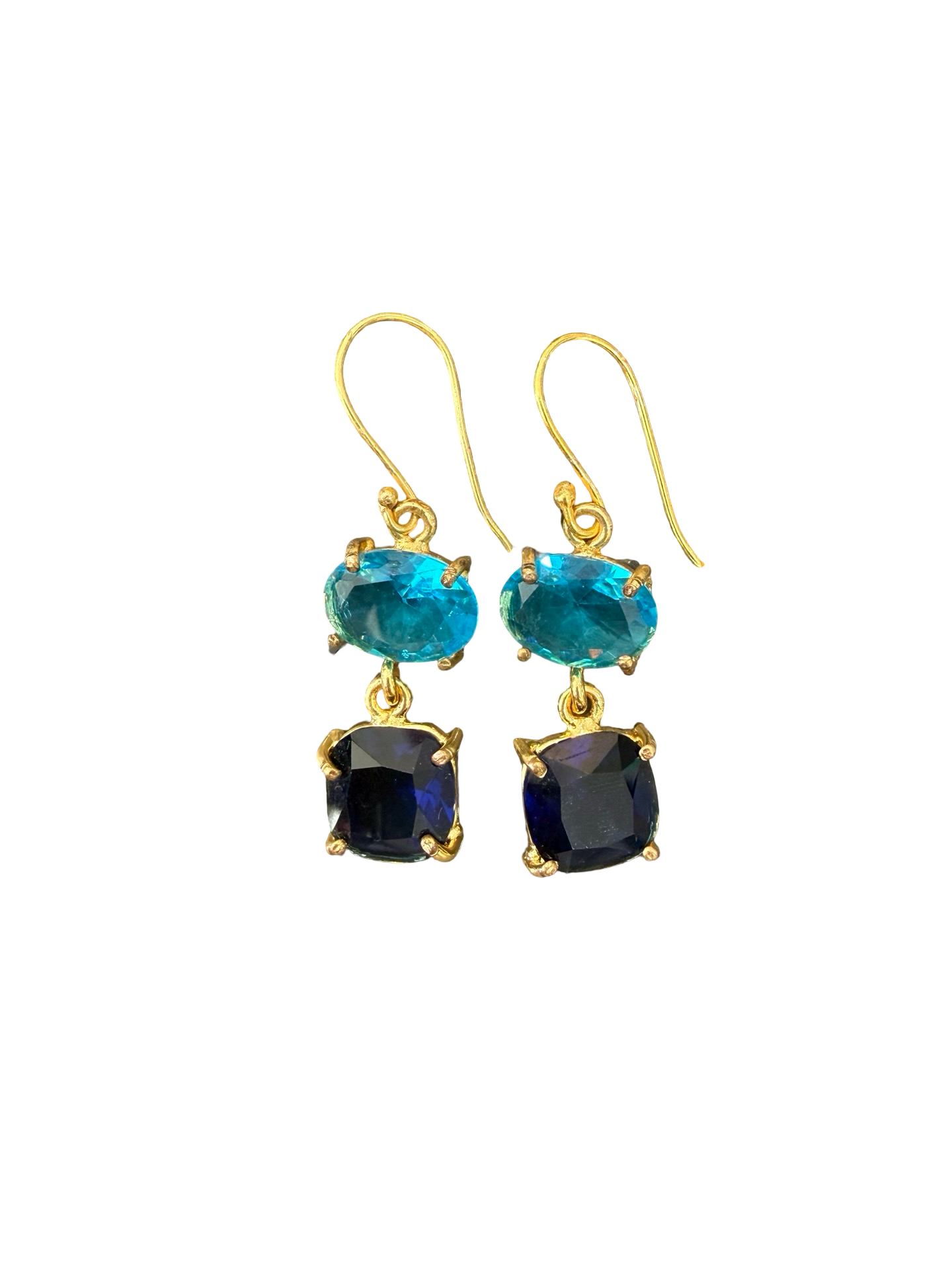 Gemajesty Navy/Blue Square Hoop Earrings