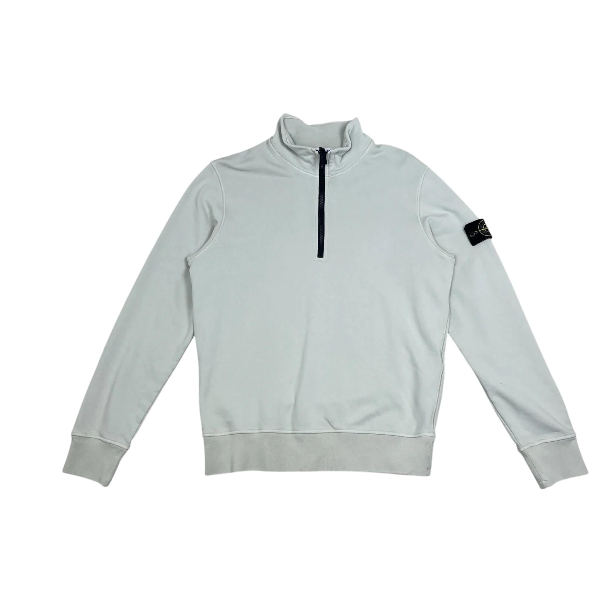Stone Island Garment-Dyed Quarter-Zip Sweatshirt Pale Blue (Size M)