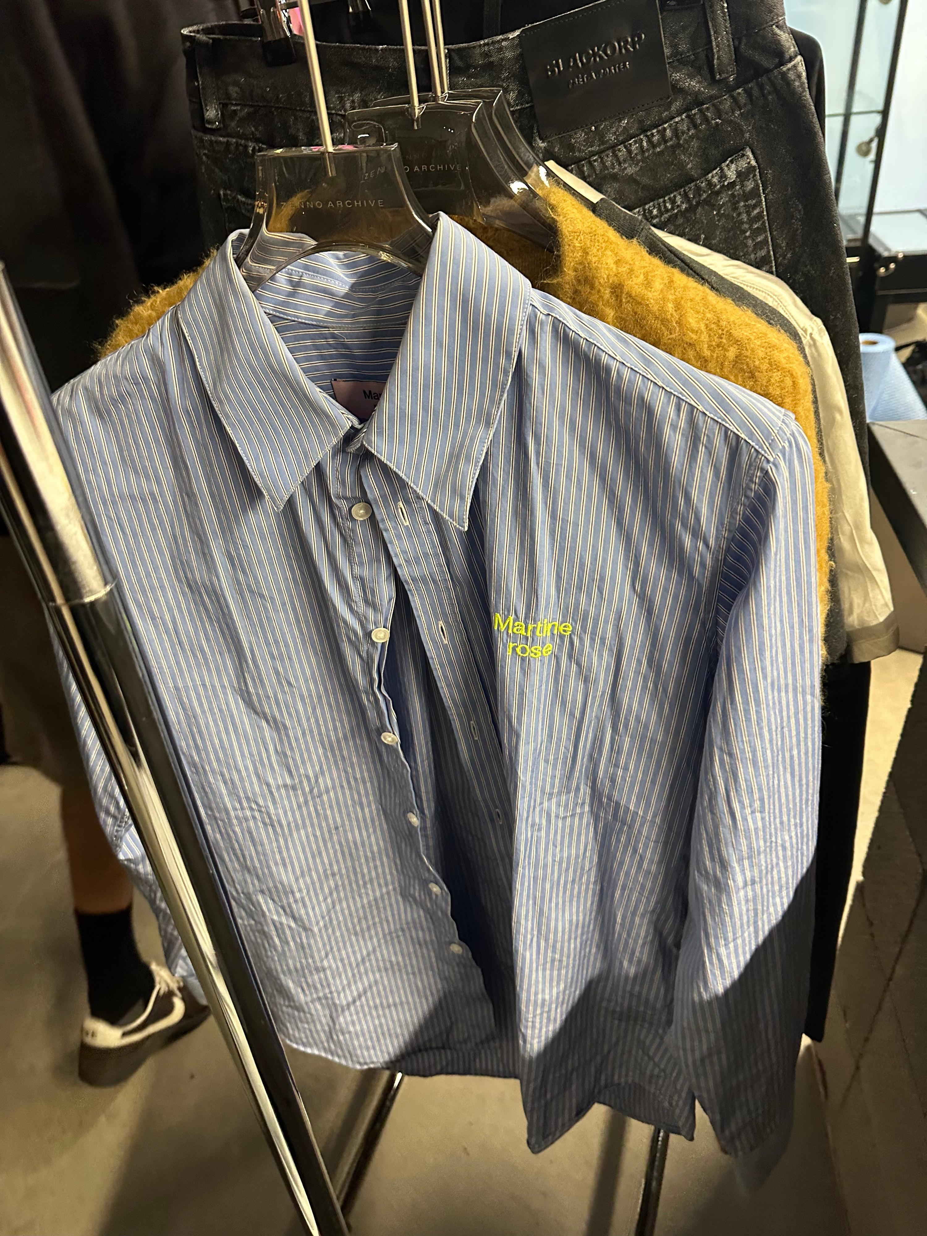 Martine Rose Classic Button-Down Striped Shirt Blue/White (Fits XS-M)