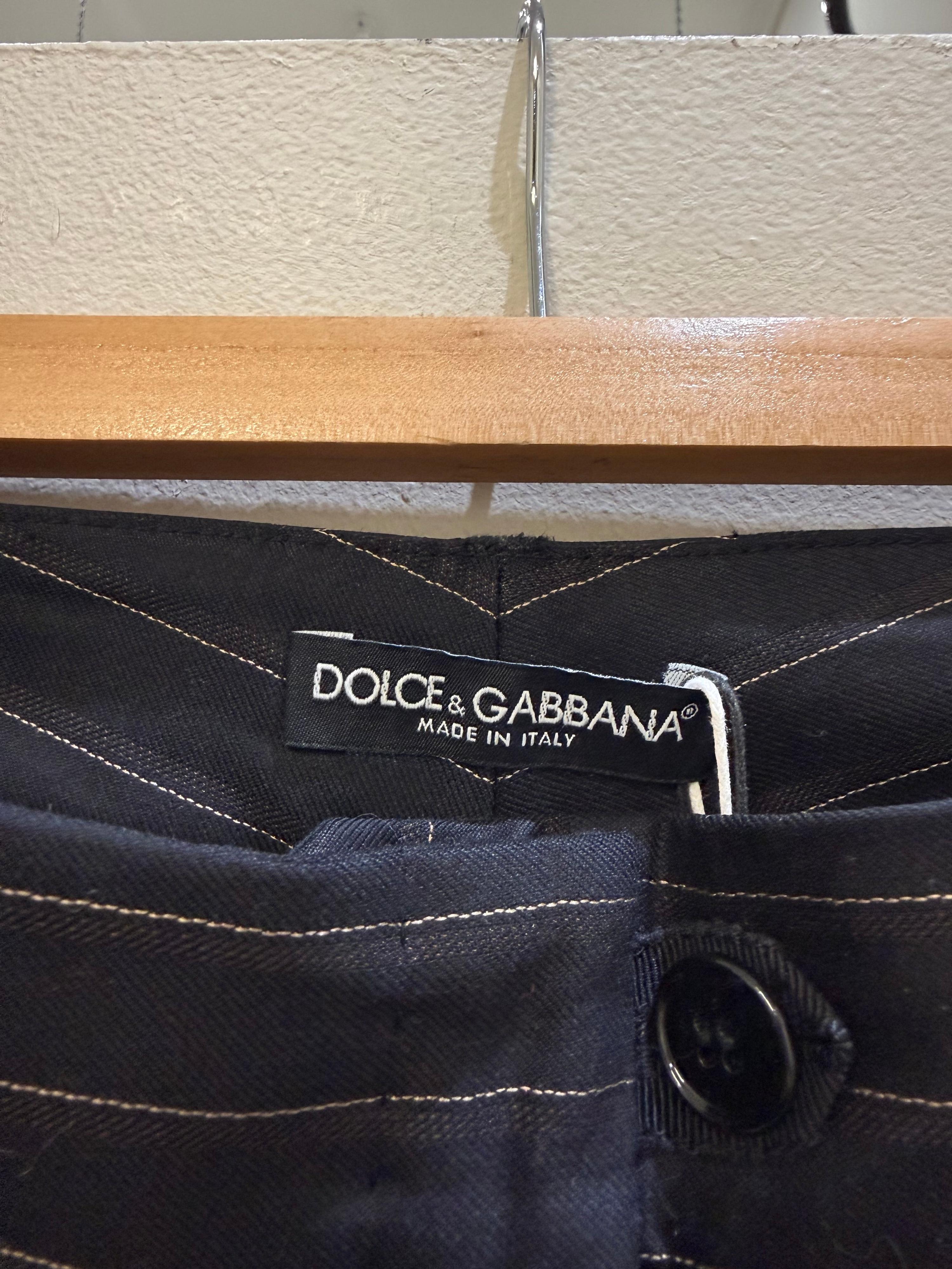 Dolce & Gabbana Black Pinstripe Pants 46 thumbnail 3