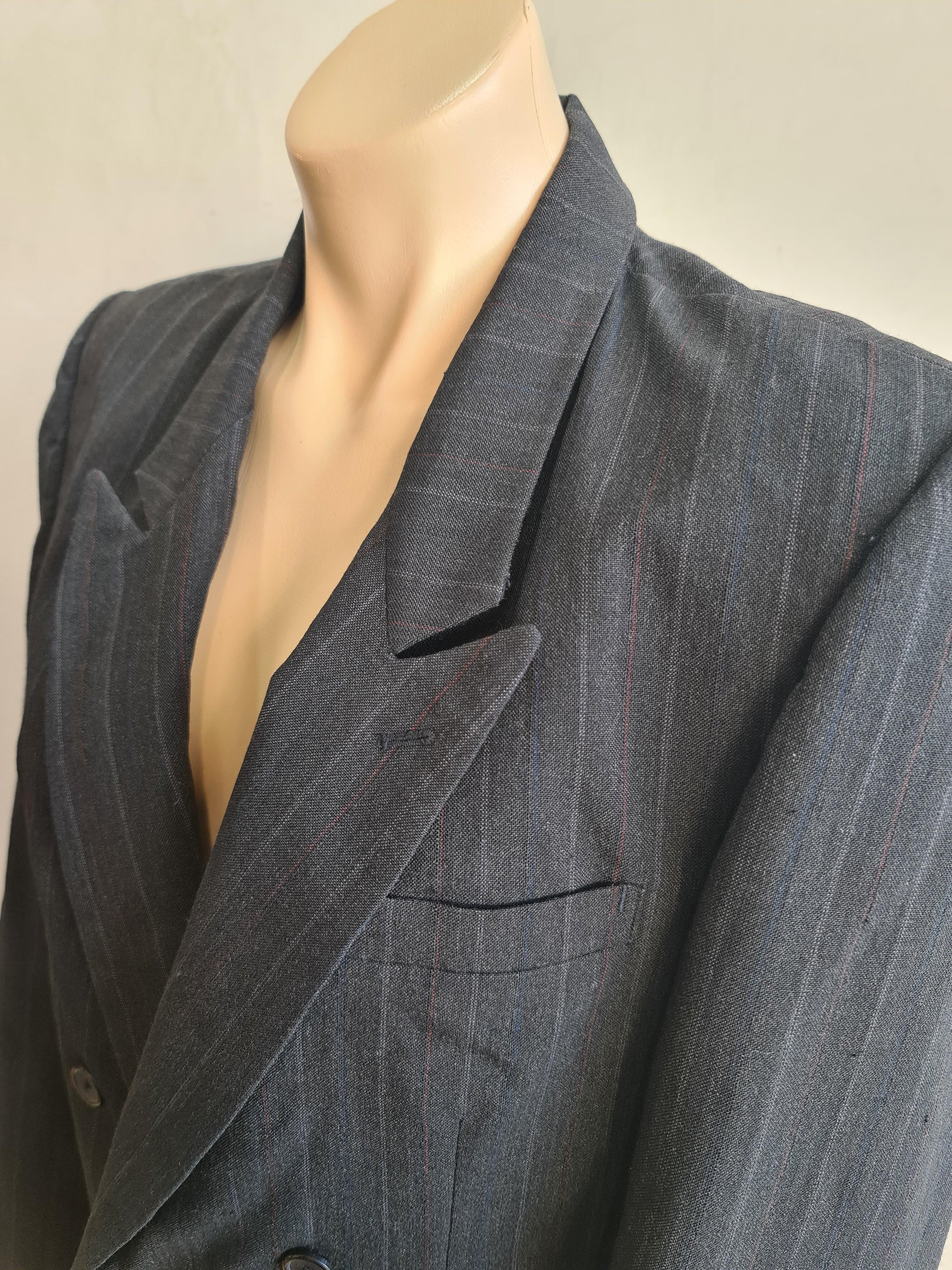 Vintage Caesar Dark Grey pinstripe Blazer - size L thumbnail 7