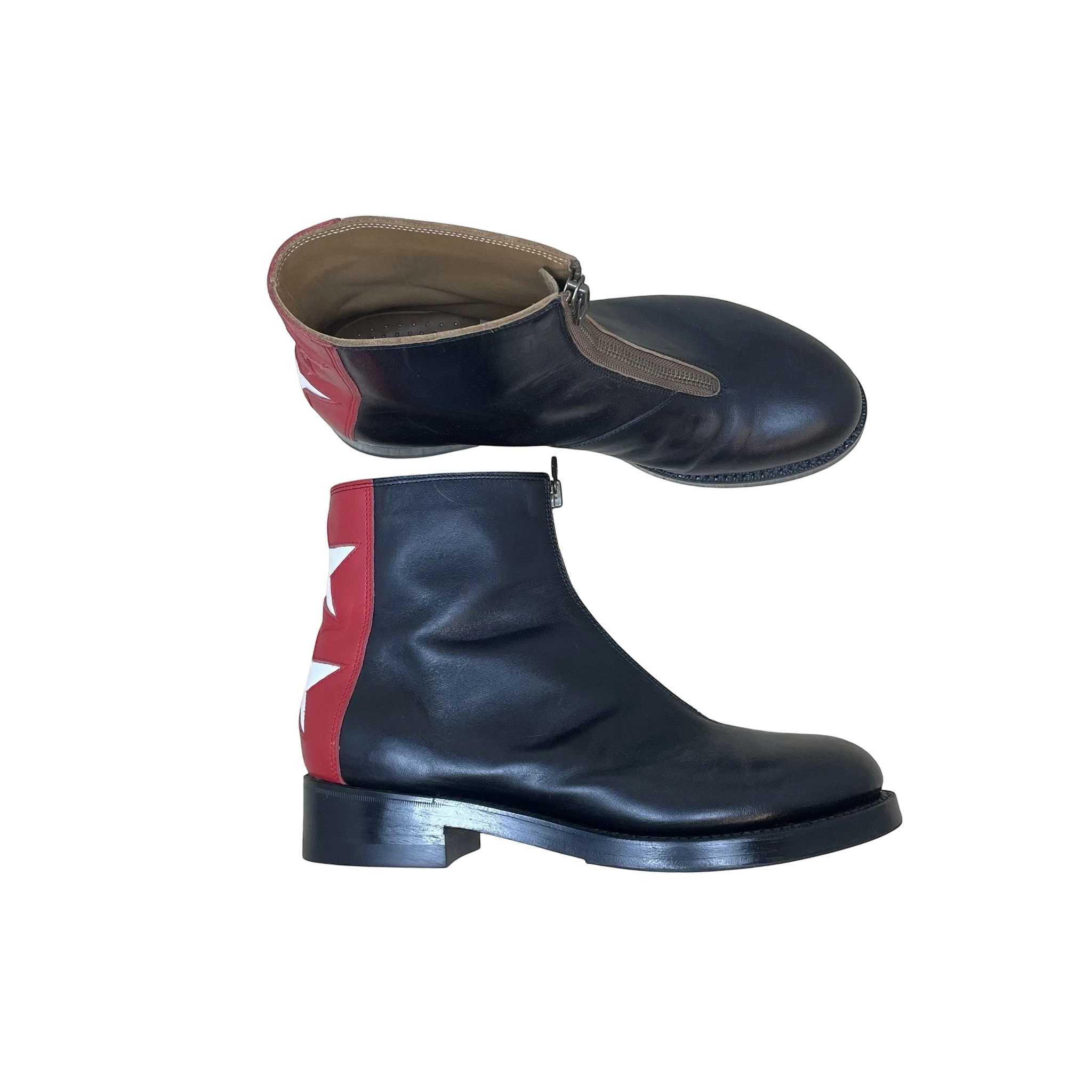 Kapital Cafe Frisco Zip-Up Leather Boots Black/Red (Fits US11-12)