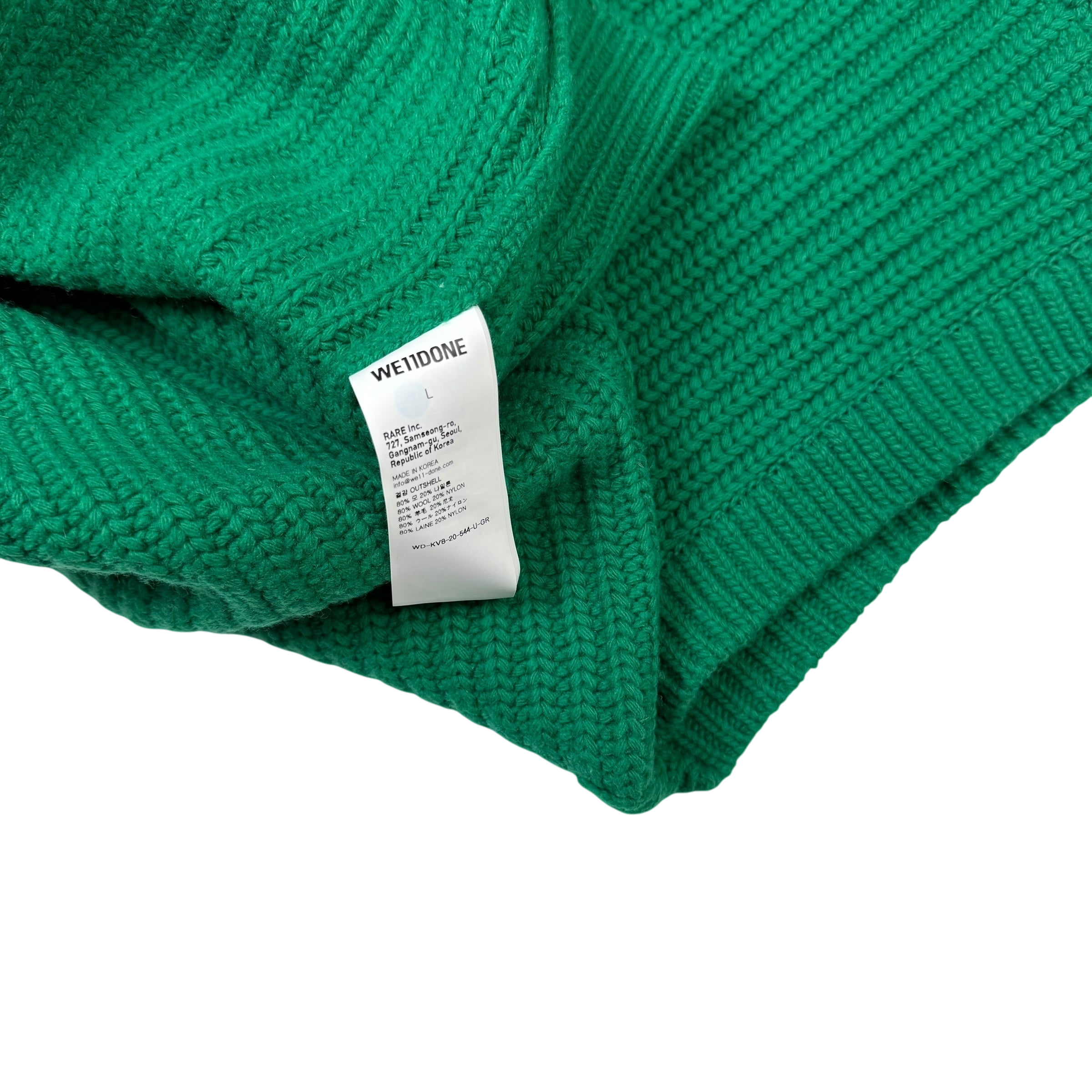 We11done Ribbed Wool Multi-Logo Square Knit Vest Green (Size L) thumbnail 5
