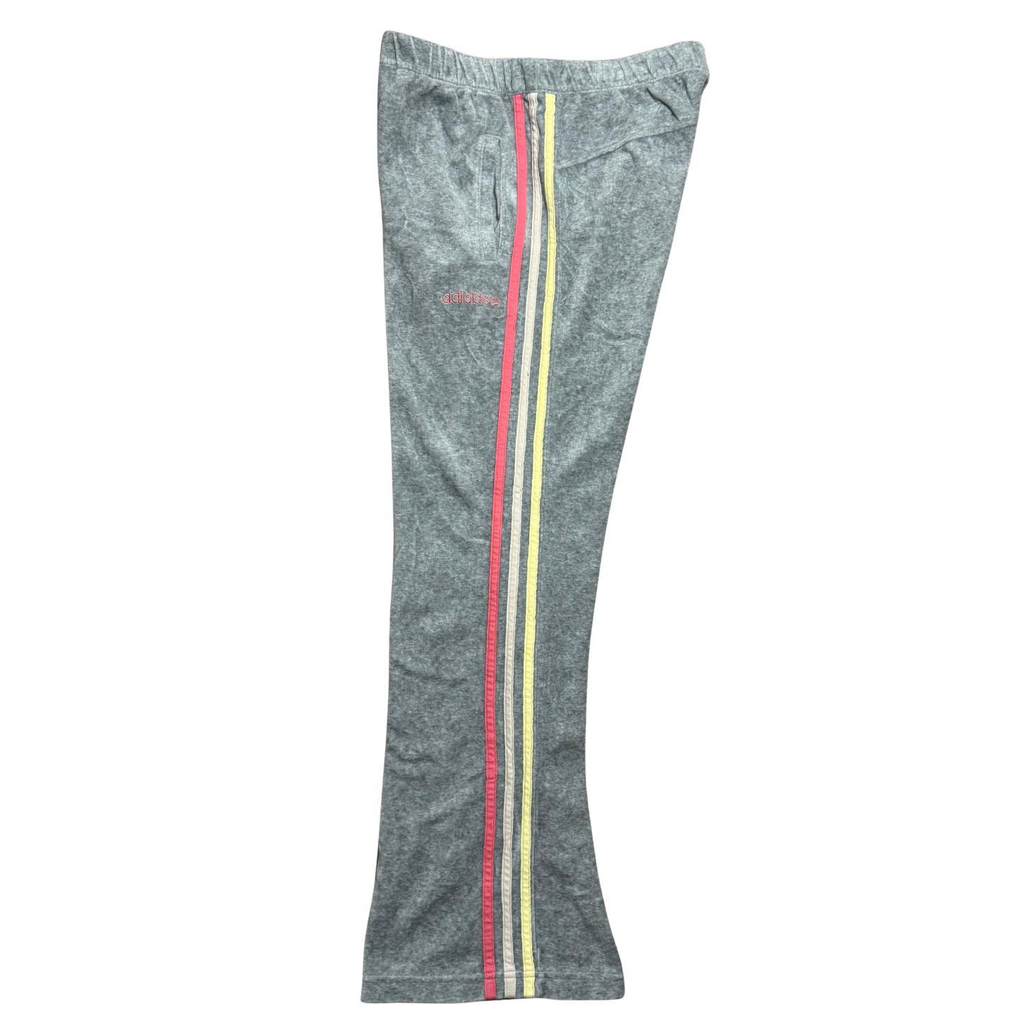 Grey low waisted Adidas Velour Track Pants thumbnail 2