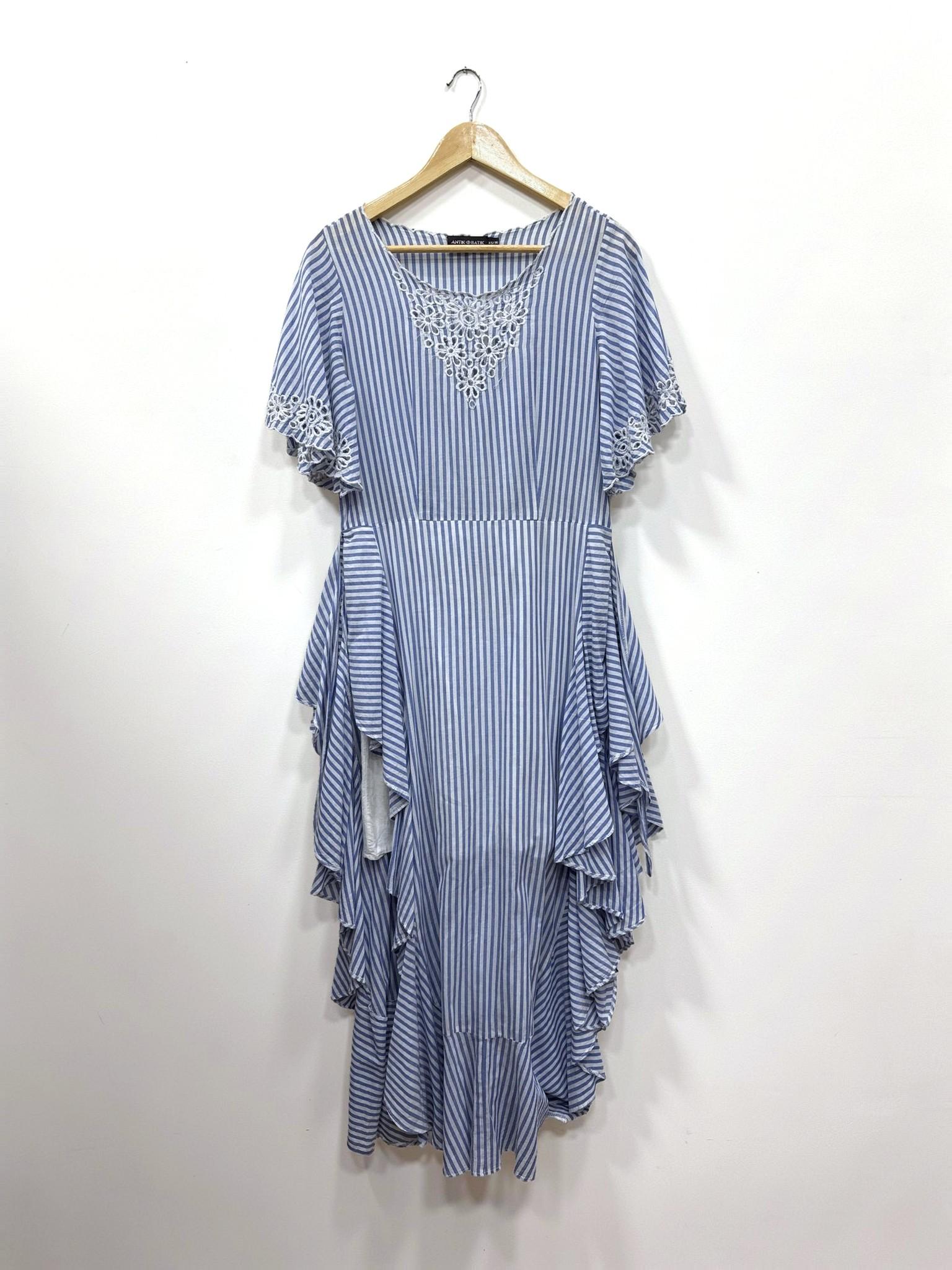 Antik Batik Blue Stripe Lace Dress XS