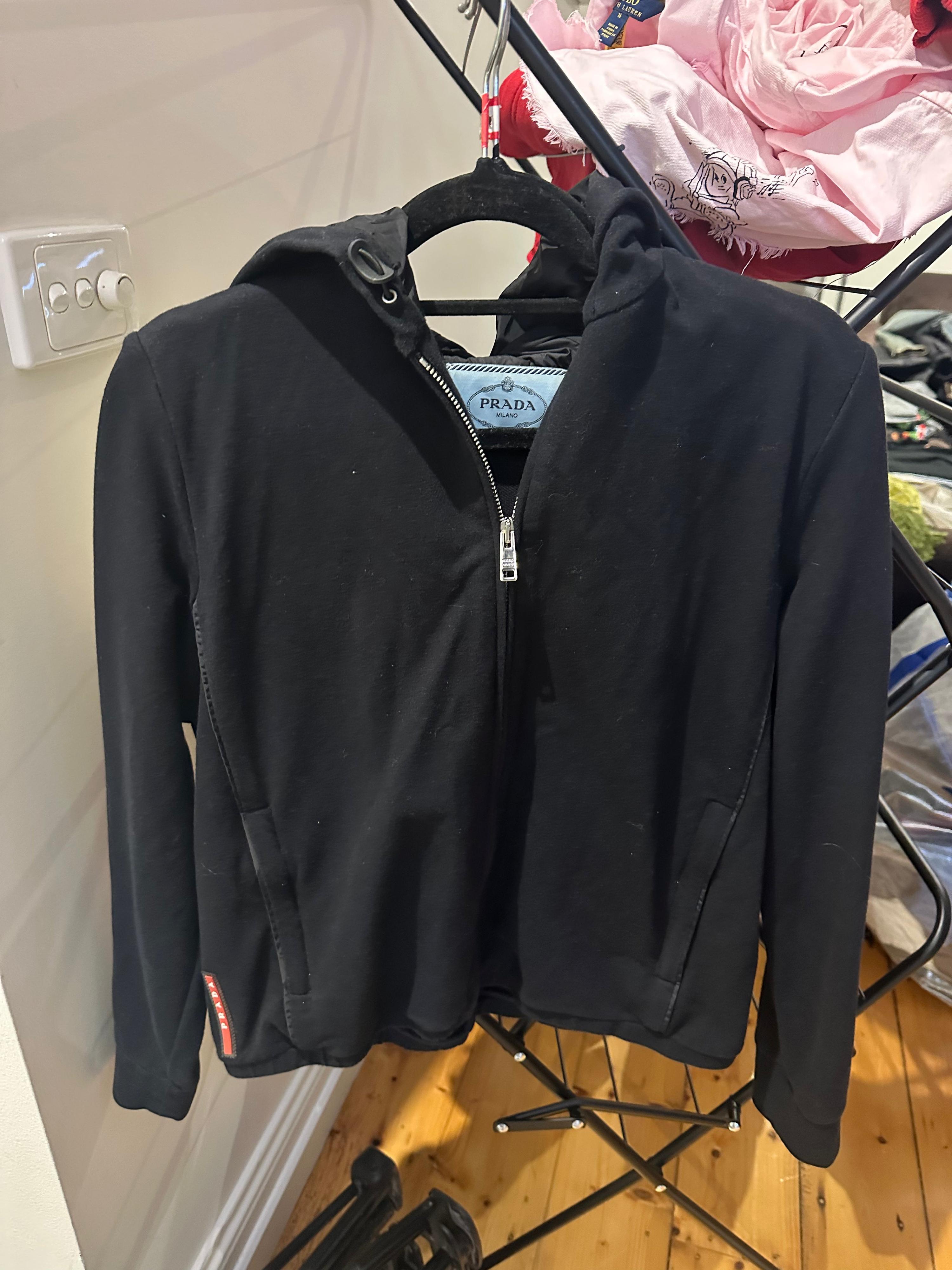 Prada Sport AW18 Nylon Plated Zip-Up Hoodie Black (Size XS womens)