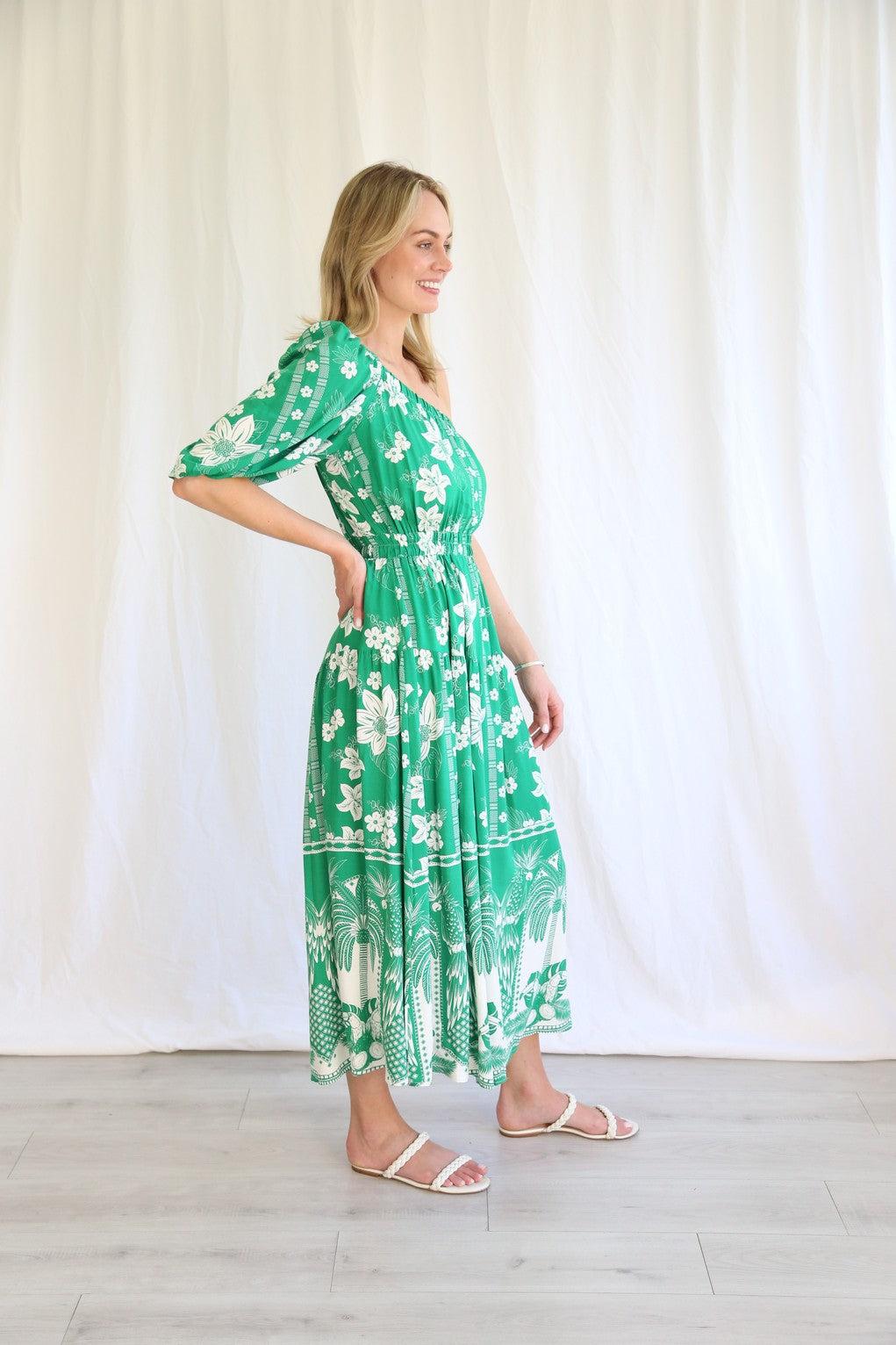 Tropic Green One Shoulder Dress - 8 thumbnail 4