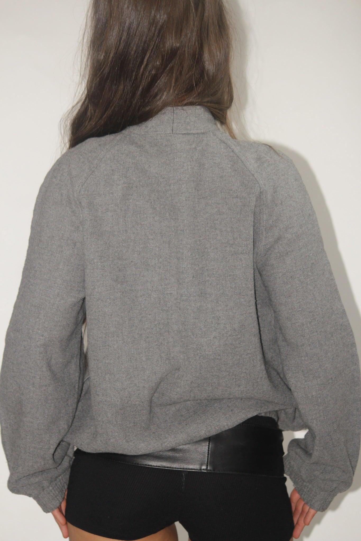 Grey Wool Zip-Up Jacket thumbnail 3