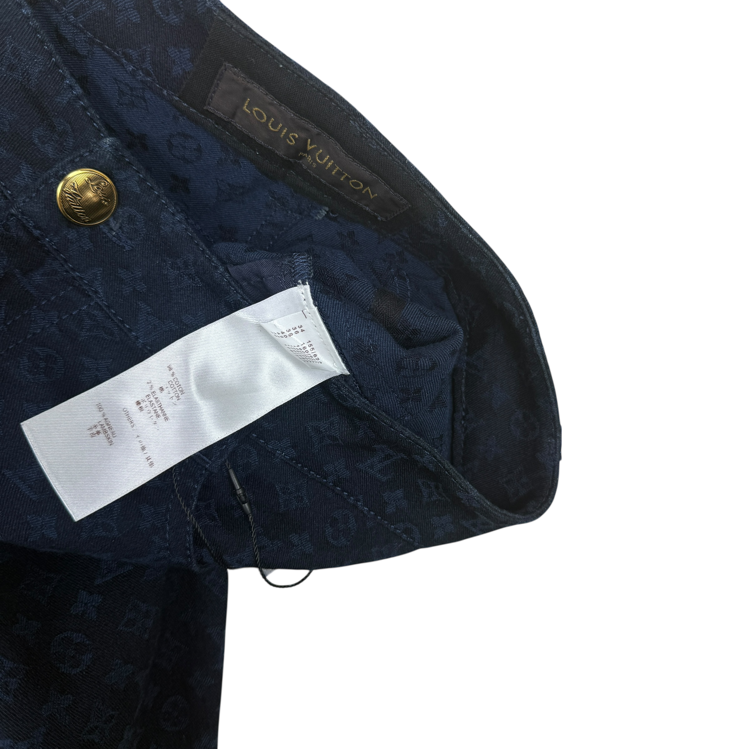 Louis Vuitton Monogram Lambskin Trim Capri Denim Pants Navy (Size 36) thumbnail 7
