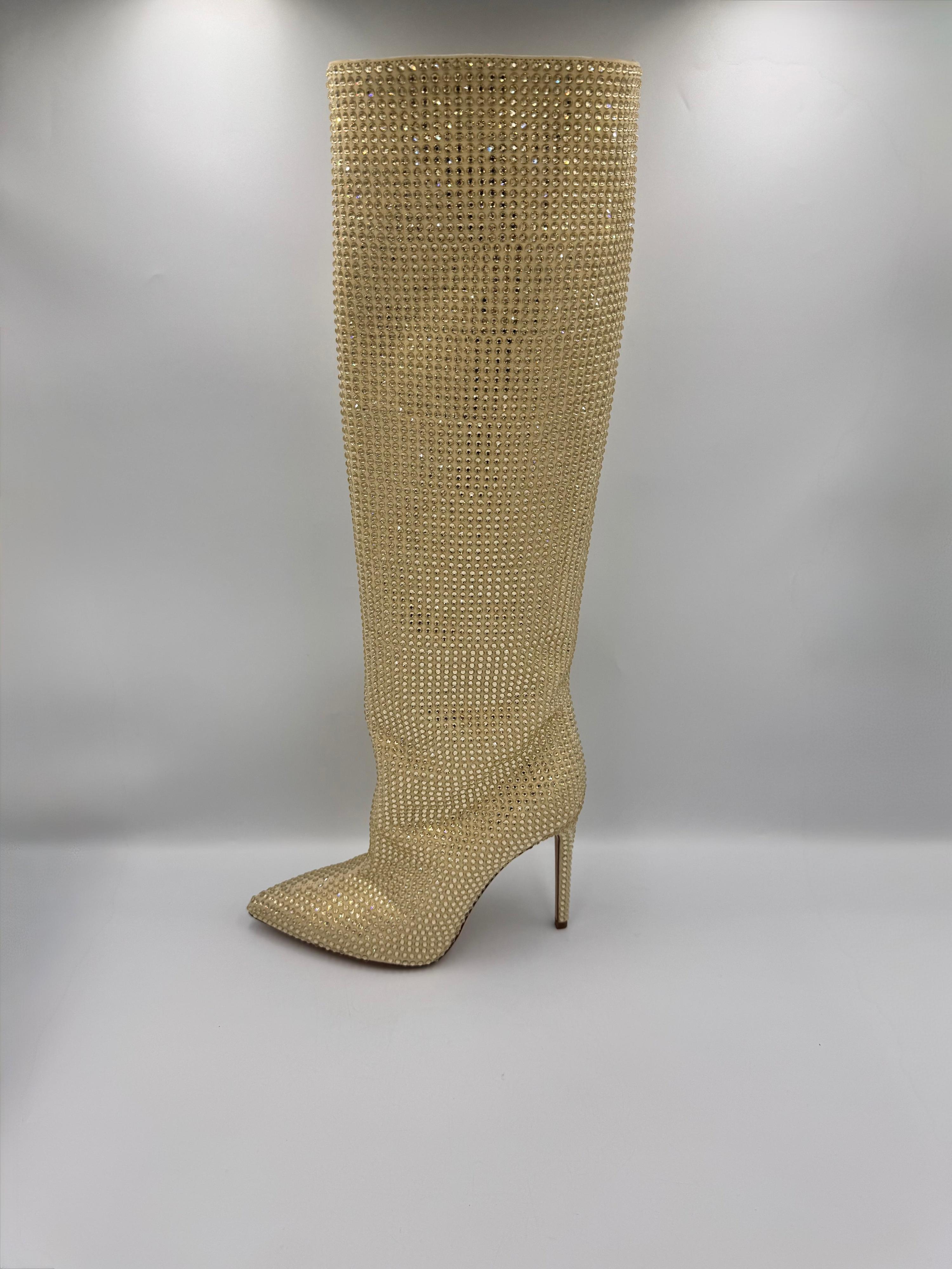 PARIS TEXAS Gold Rhinestone Boots Size 38.5 thumbnail 12