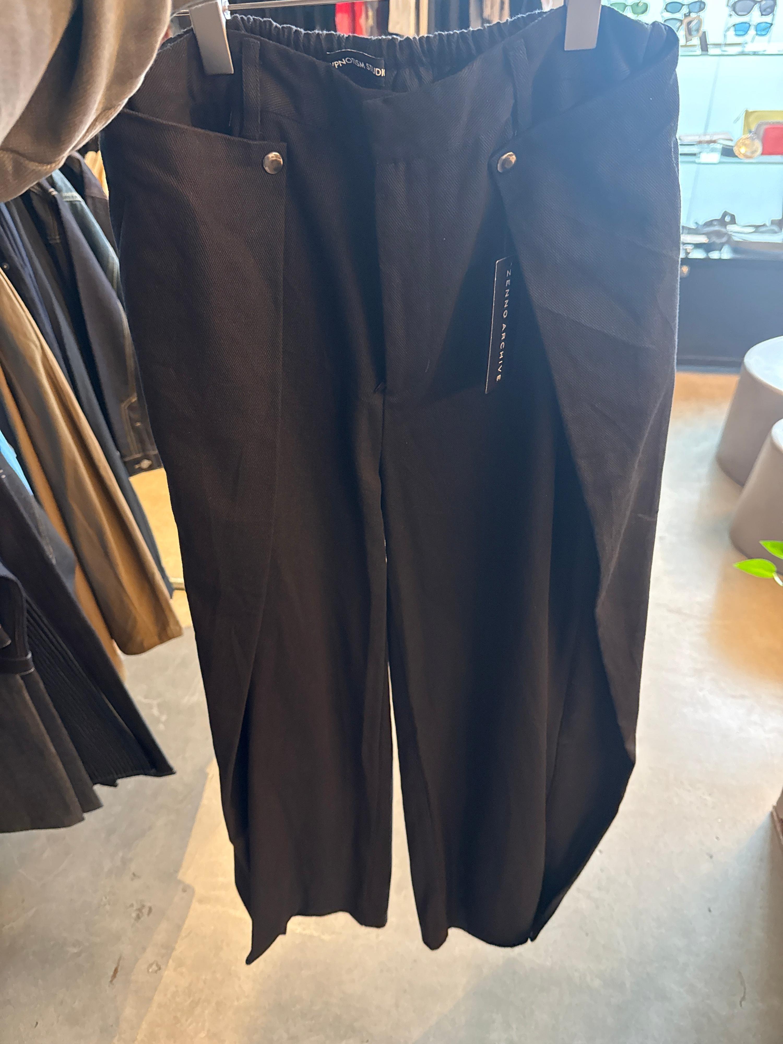 Hypnotsim Studio Loose Wide-Leg Snap-Button Pleated Pants Black - S