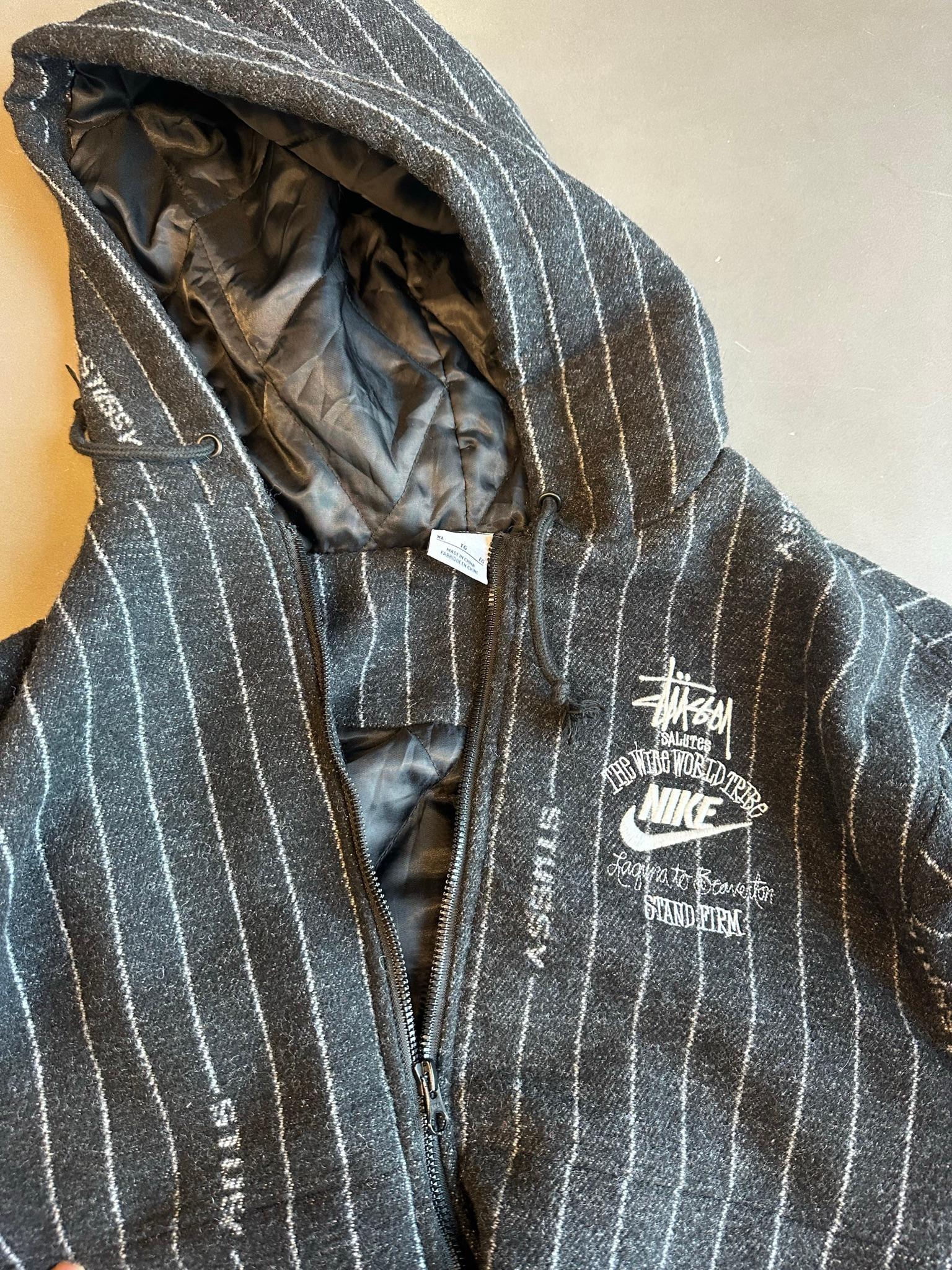 Nike x Stussy Pinstripe Wool Work Jacket Black (Size XL) thumbnail 3