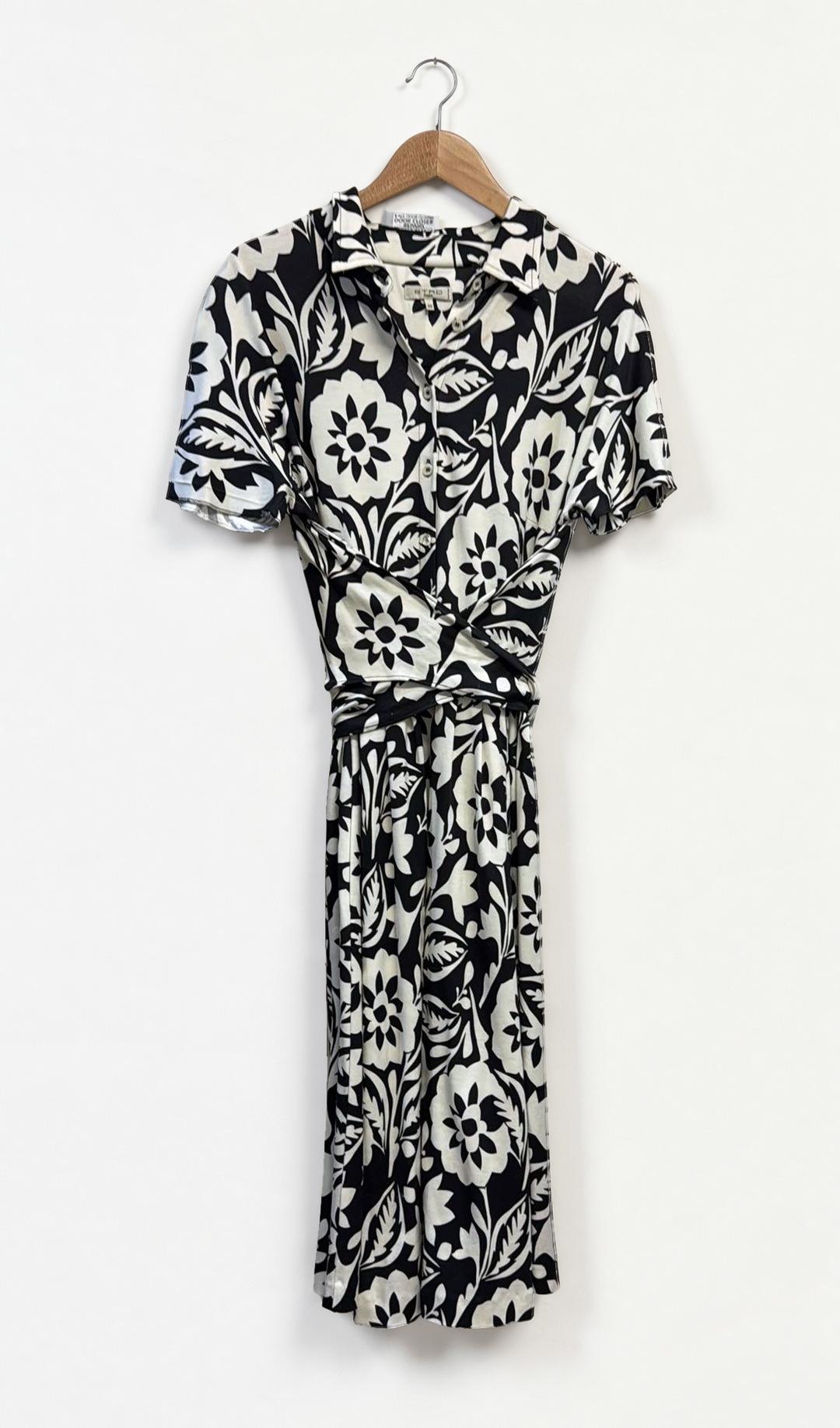 Etro Black White Floral Shirt Dress 48