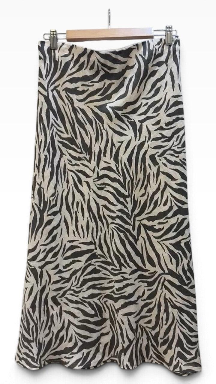 Cable Melbourne Zebra Print Linen Skirt M
