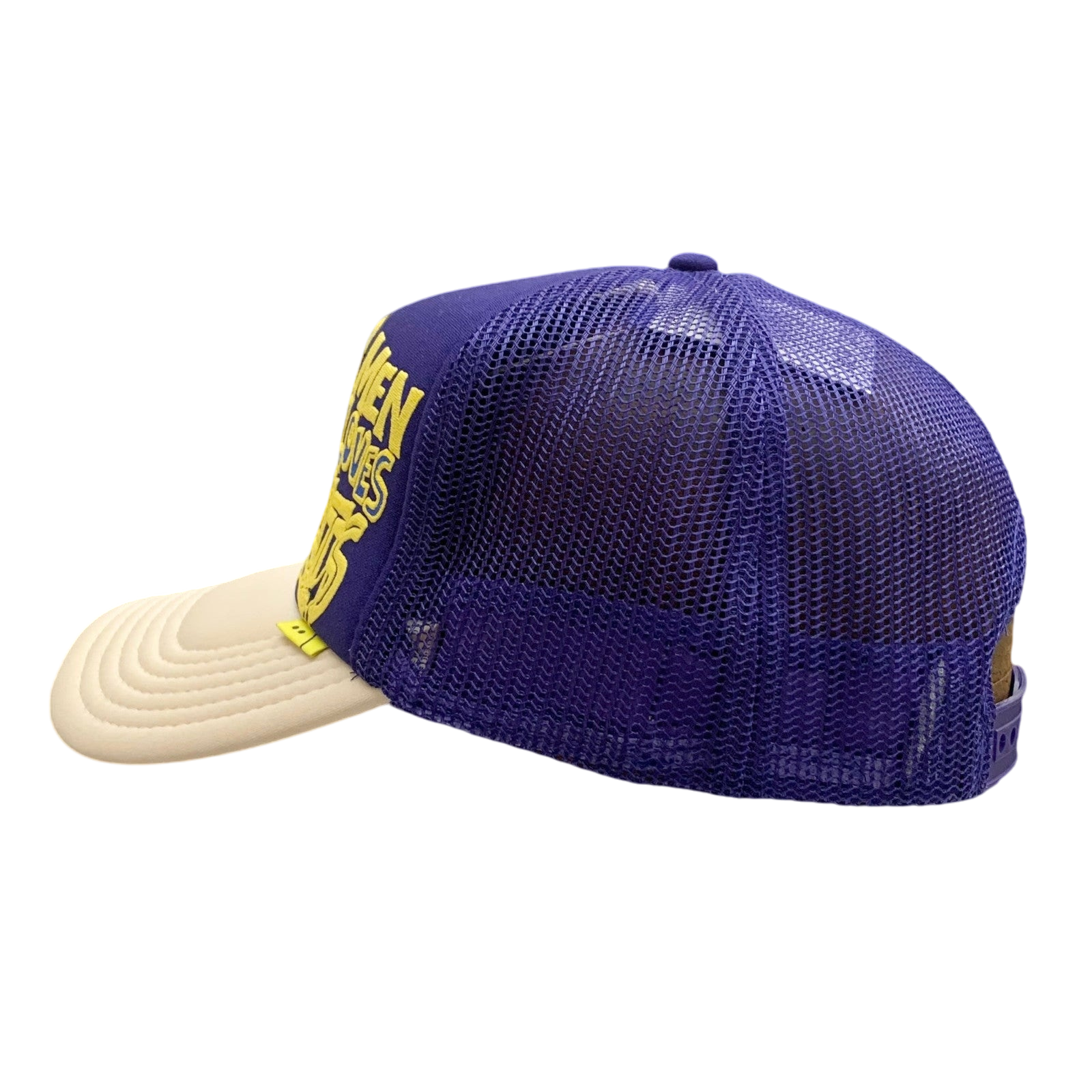 Kapital ‘Denim Men Loves Cats’ Mesh Trucker Cap Purple/Cream thumbnail 3