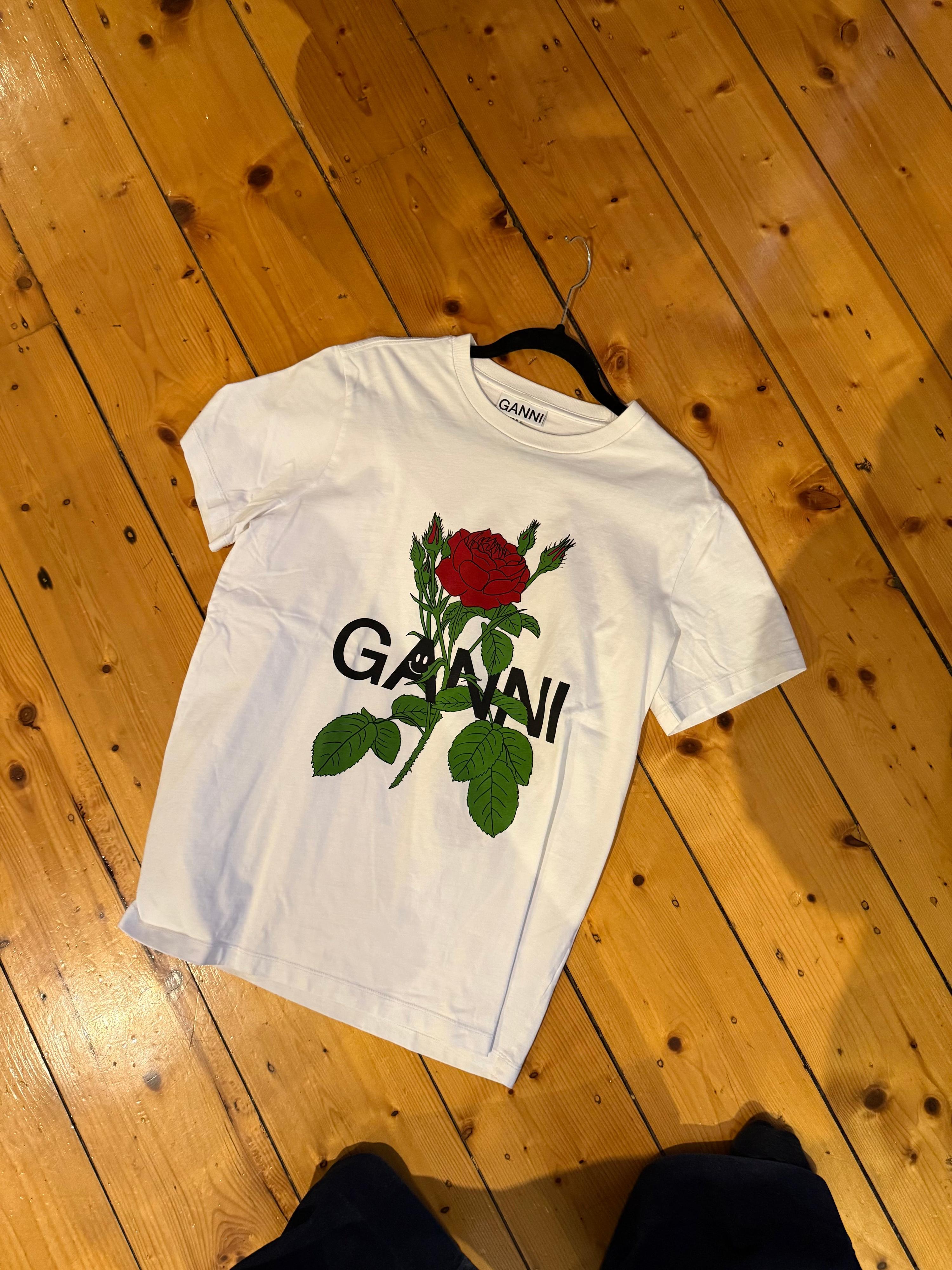Ganni White Rose T-Shirt (Fits XS-M womens)