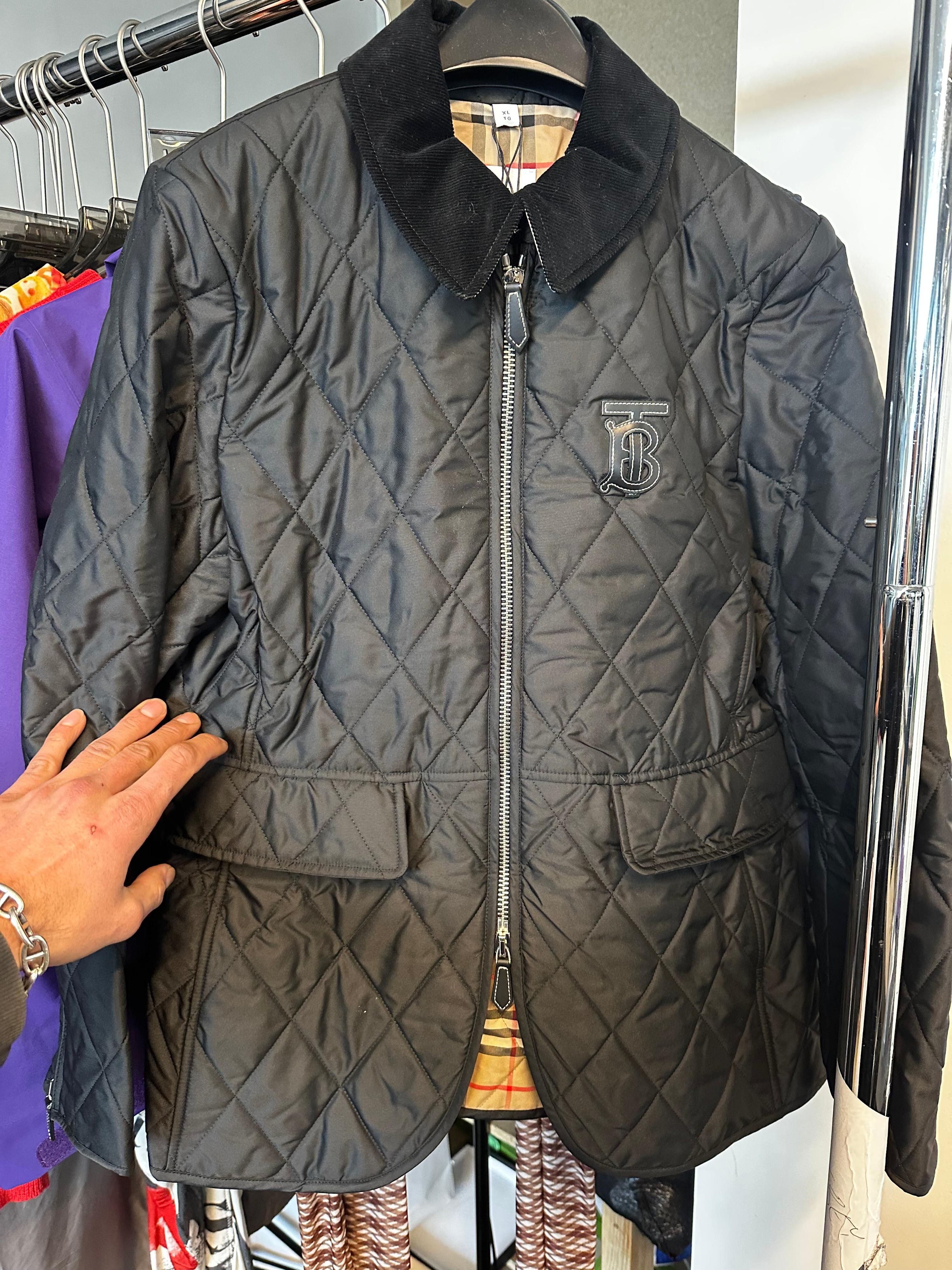 Burberry TB Logo Quilted Ongar Jacket Black (Size XL Womens)