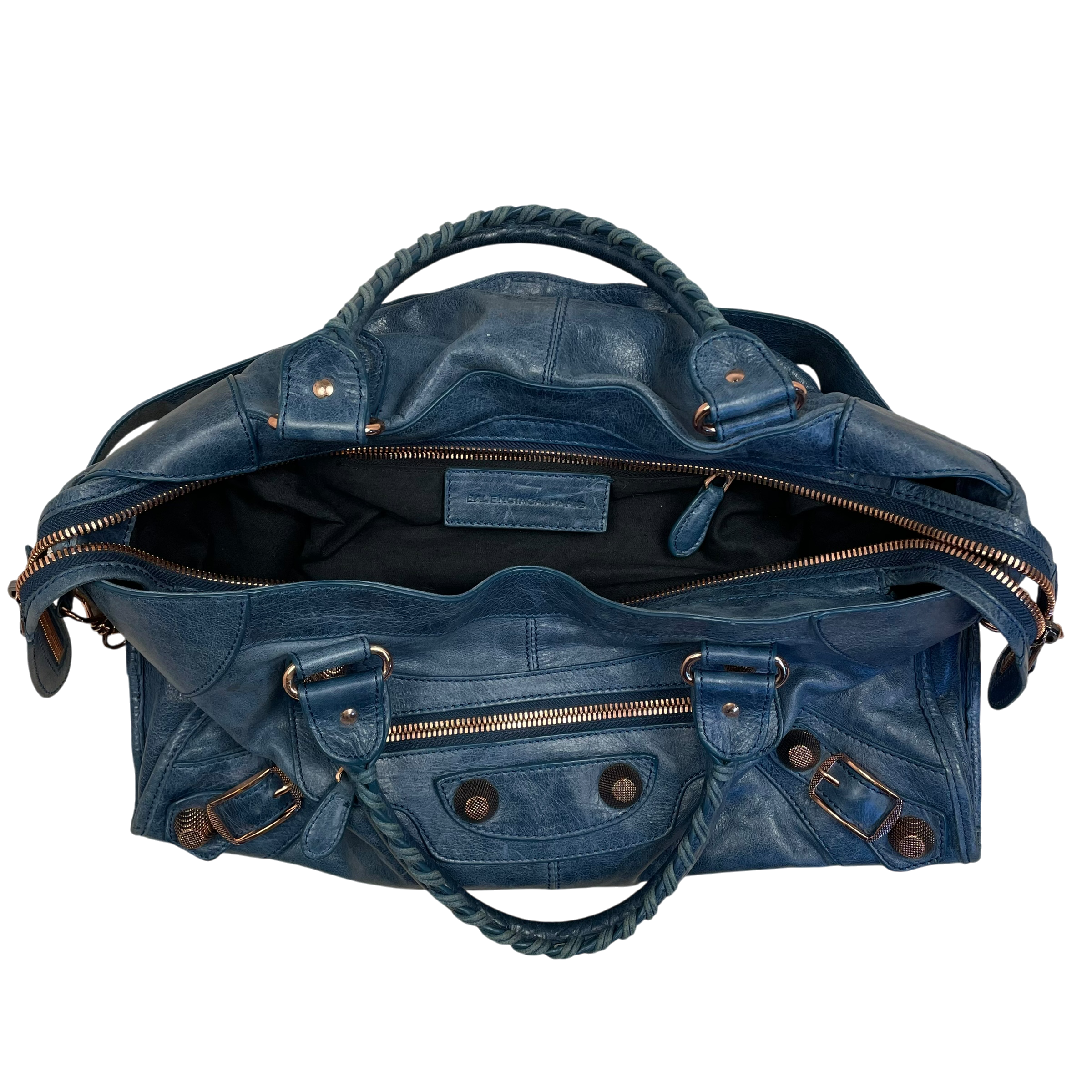 Balenciaga Brass Hardware Leather City Bag Blue thumbnail 2