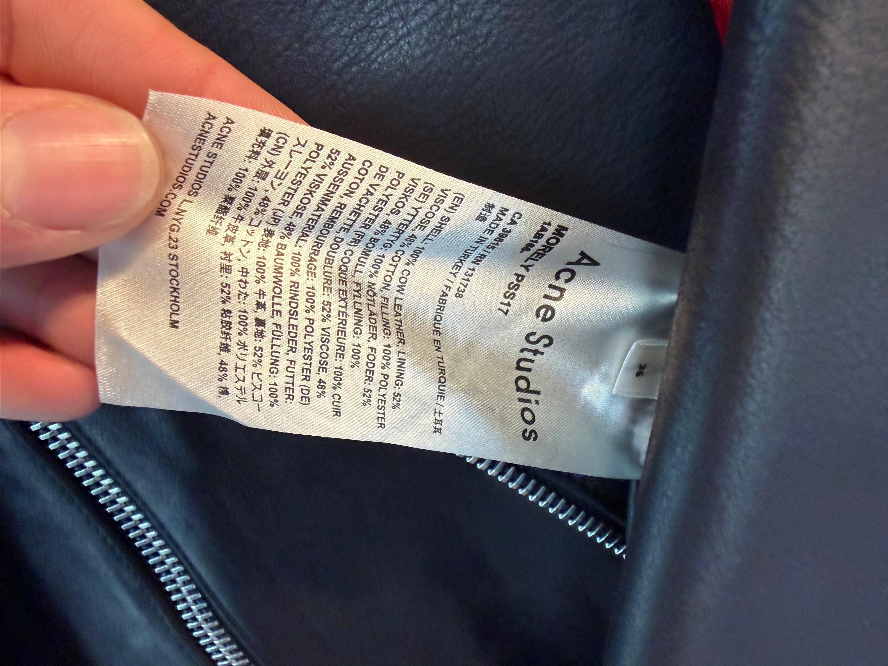 Acne Studios Morely Oversized Leather Biker Jacket (Size 36) thumbnail 3