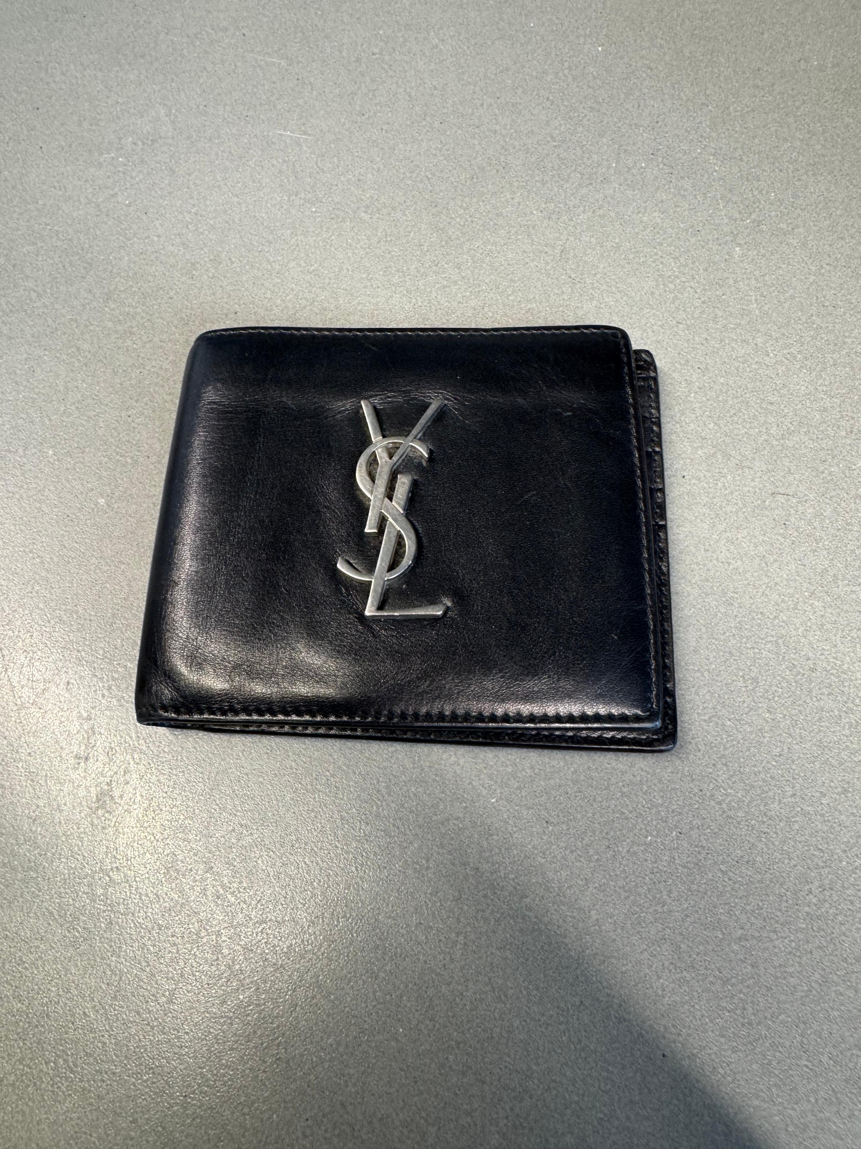 Saint Laurent YSL Leather Bi-Fold Wallet Black