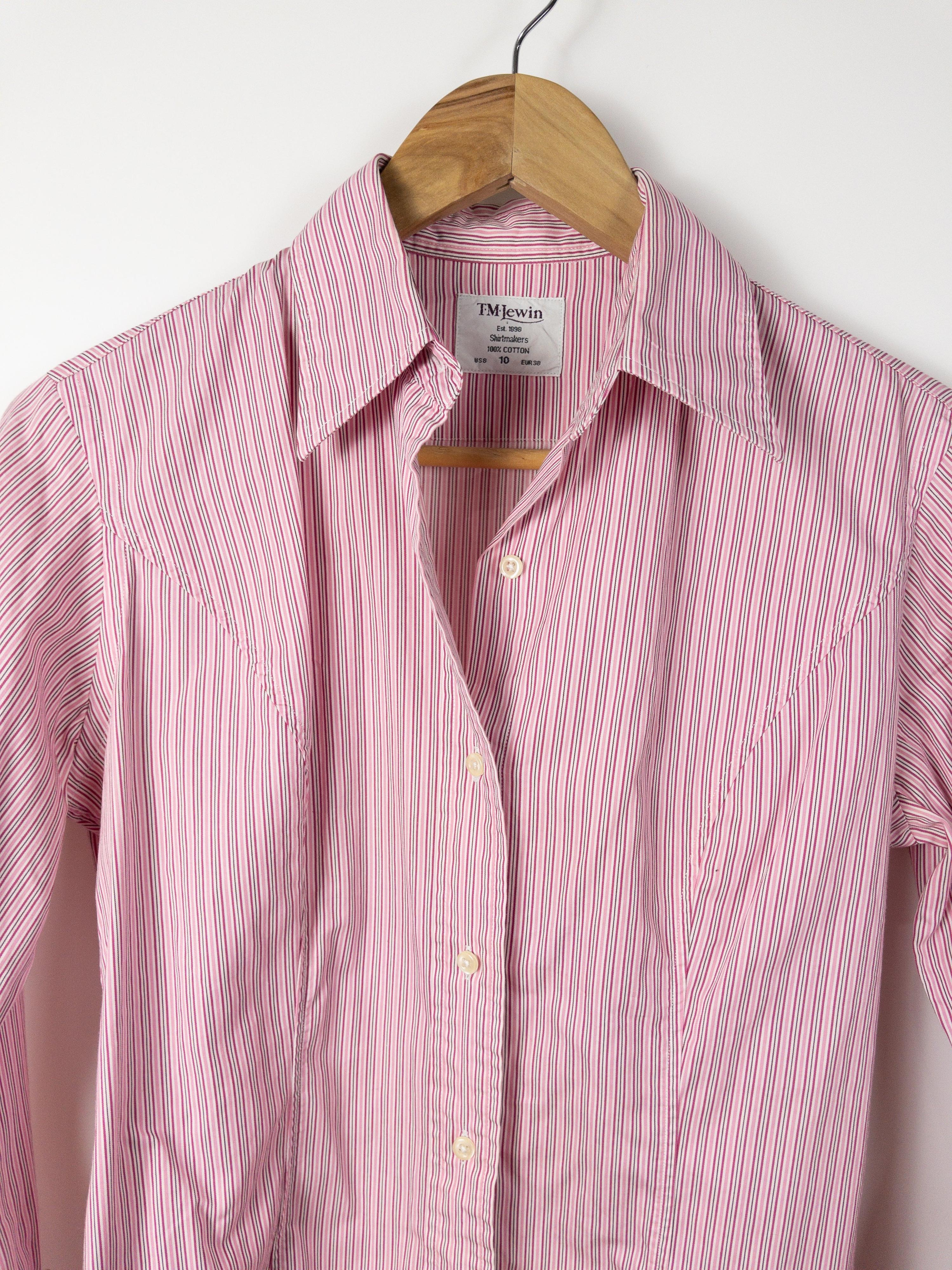 TM LEWIN Red Striped Shirt Size 10 thumbnail 3