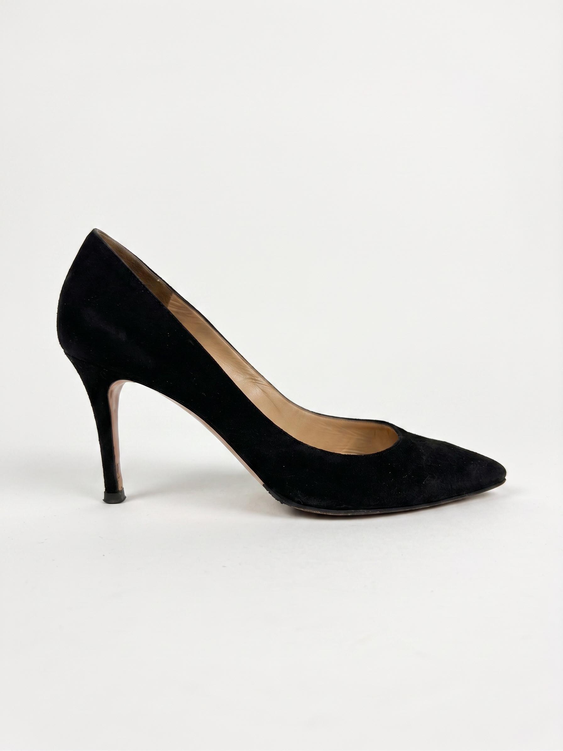 Gianvito Rossi Black Suede Heels 38 thumbnail 2