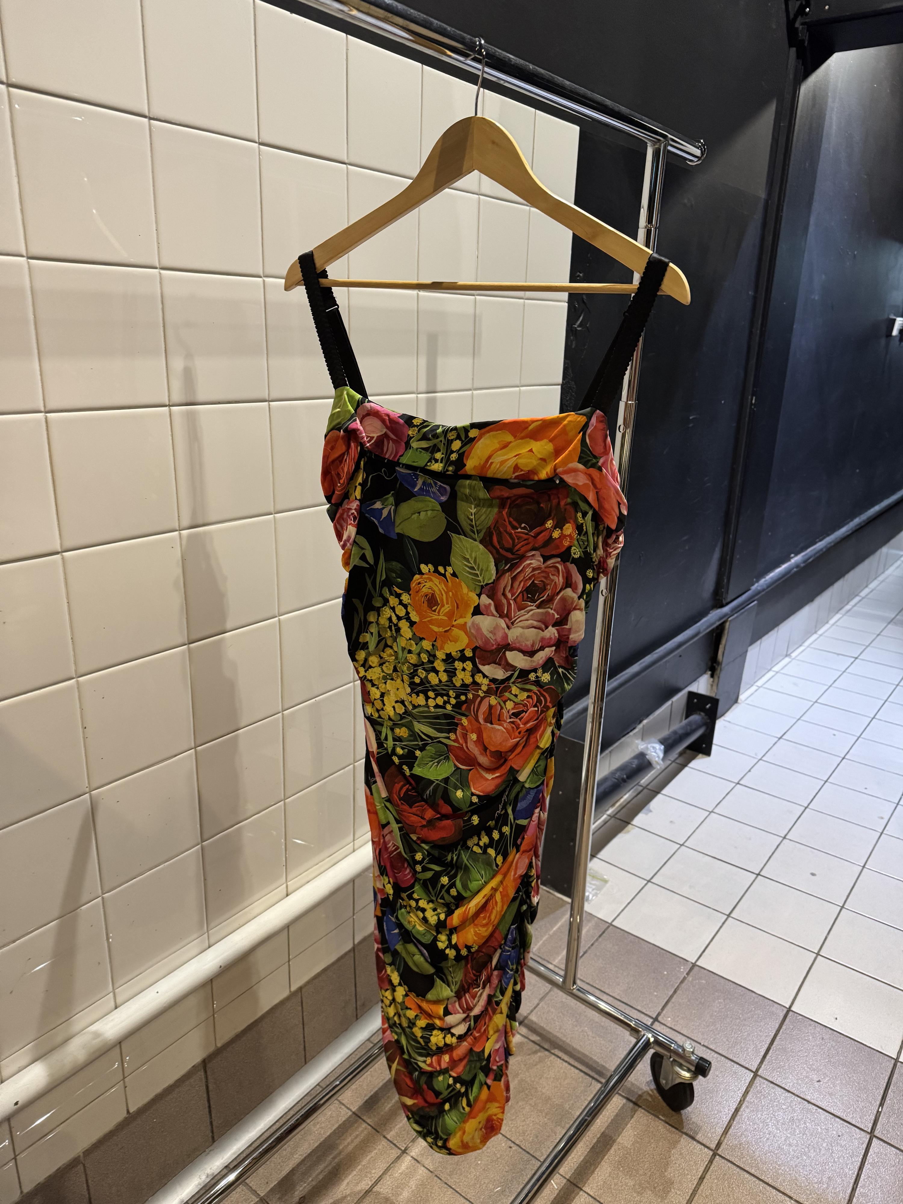Dolce & Gabbana Black Floral Bodycon Dress XL thumbnail 3