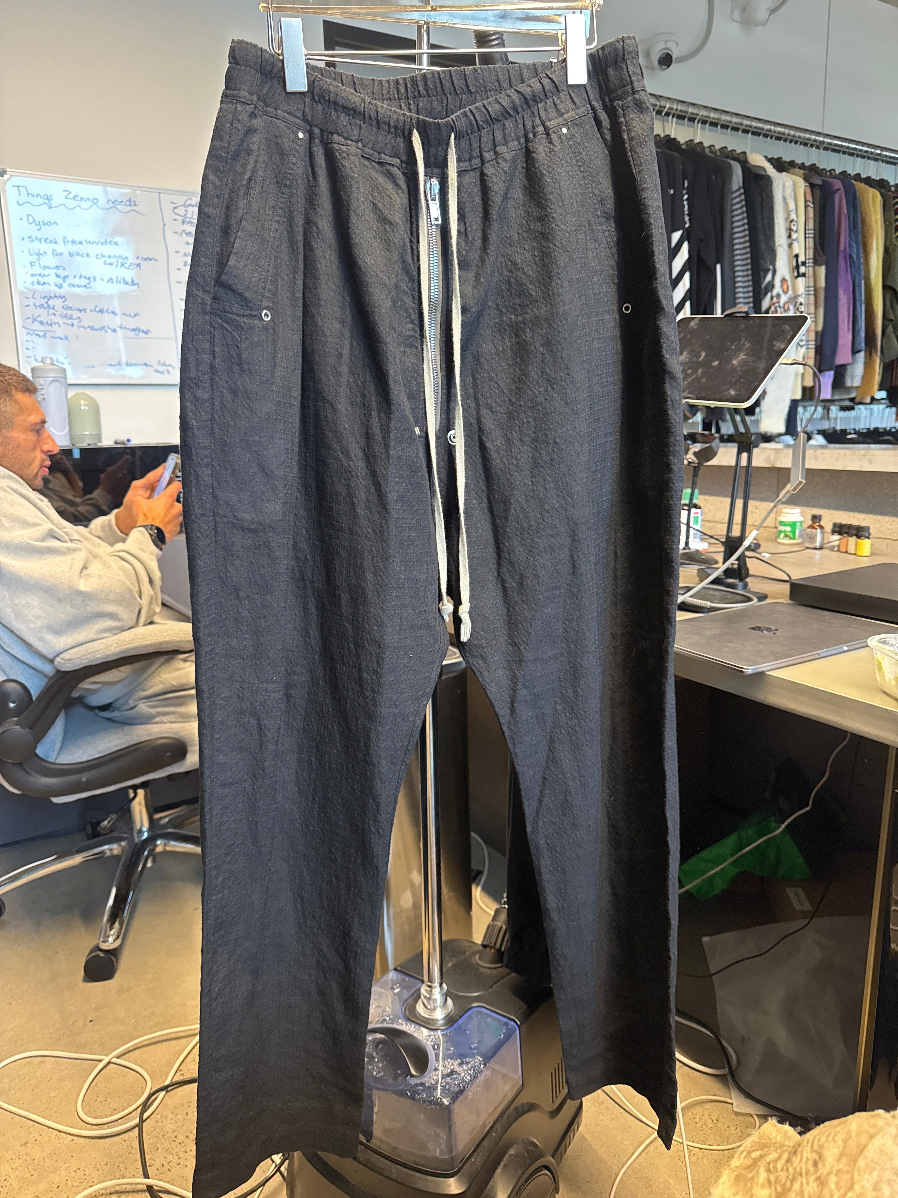 Rick Owens SS22 Fogachine Wool/Linen Blend Drop Crotch Bela Trousers Black (Size 52/XL)
