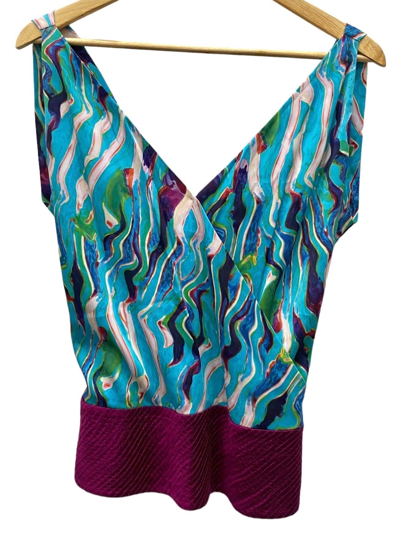 Diane Von Furstenberg Blue/Multi Silk top 10