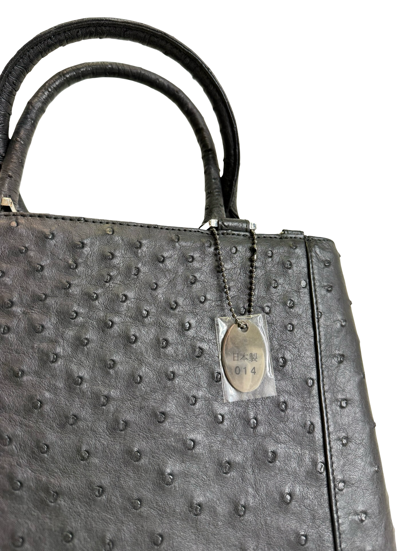 Genuine Full Quill Ostrich Leather Handbag – Black thumbnail 4