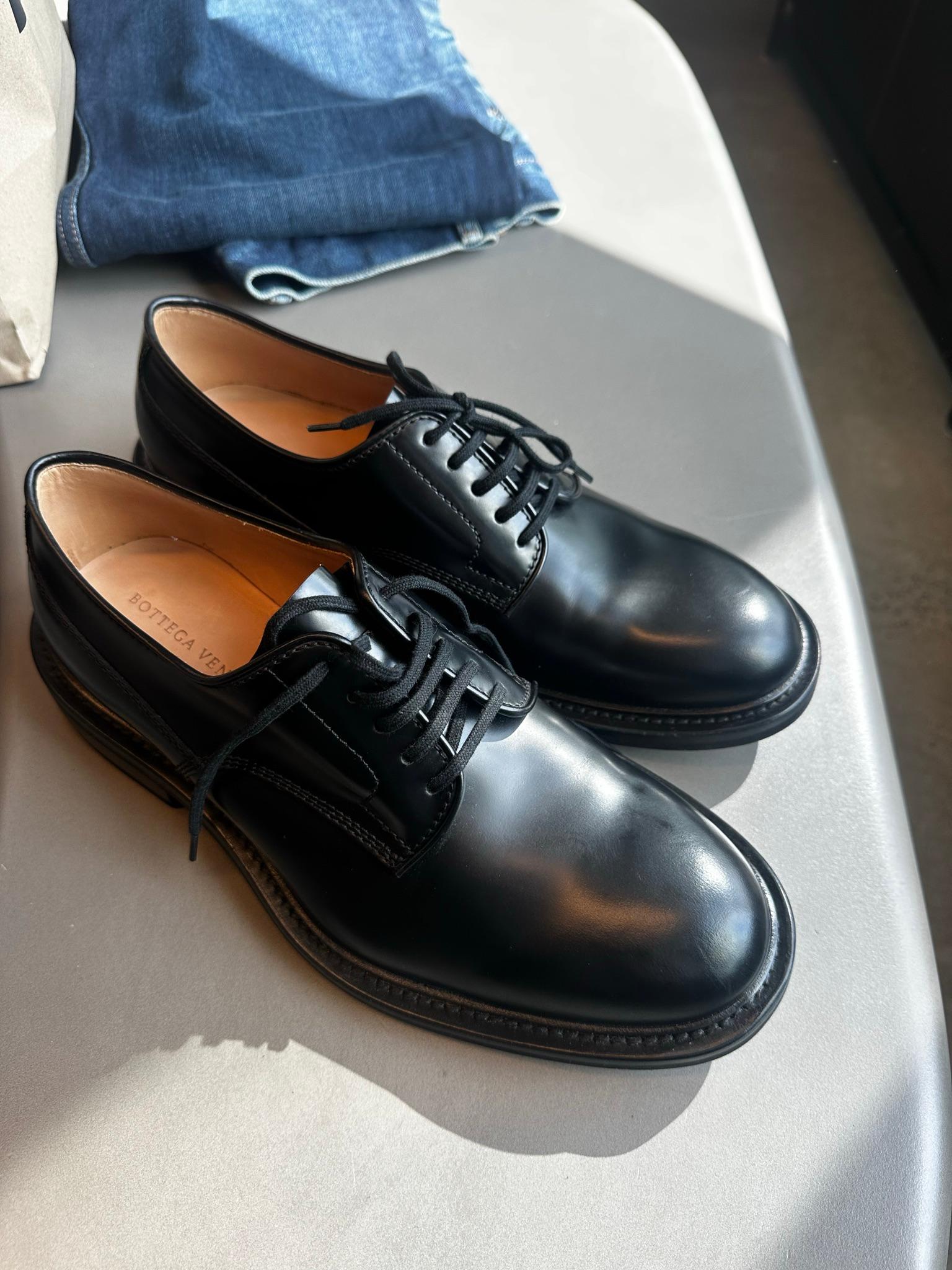 Bottega Veneta Leather Derby Shoes Black (Size EU43/US10)