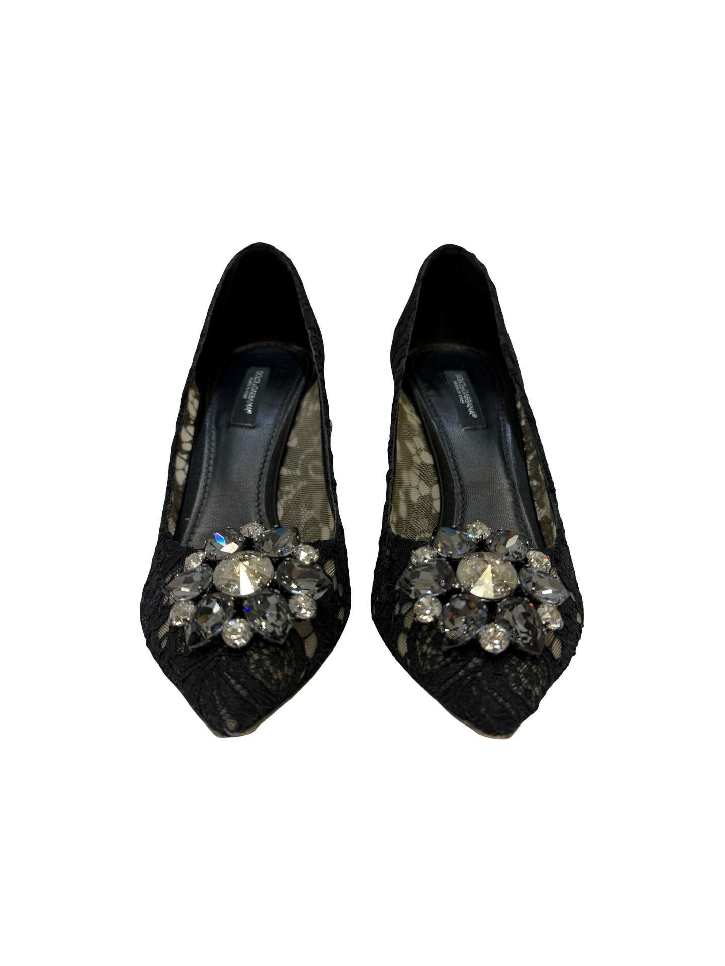 Dolce & Gabbana Black Lace Embellished Heels 38 thumbnail 3