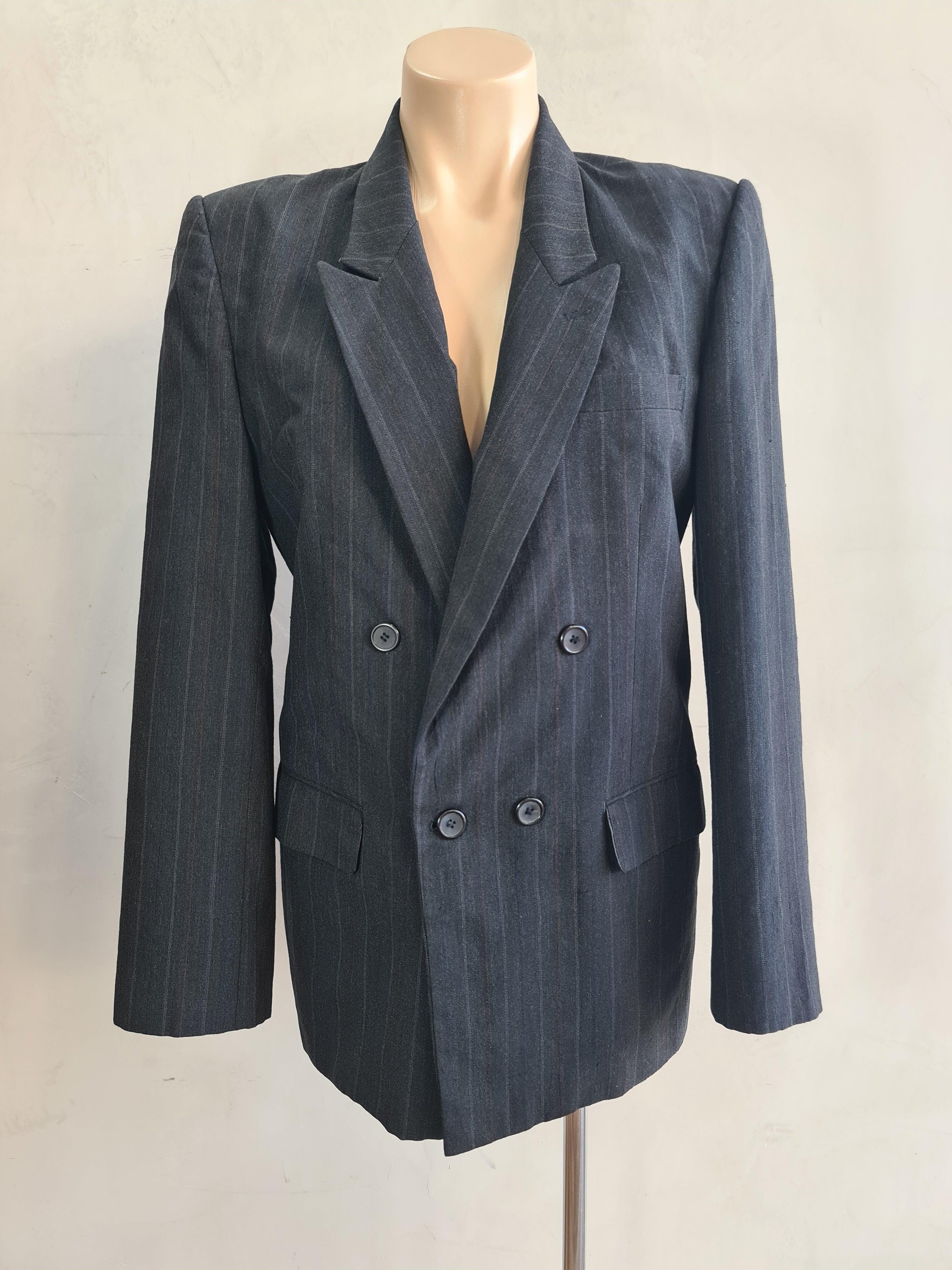 Vintage Caesar Dark Grey pinstripe Blazer - size L thumbnail 2