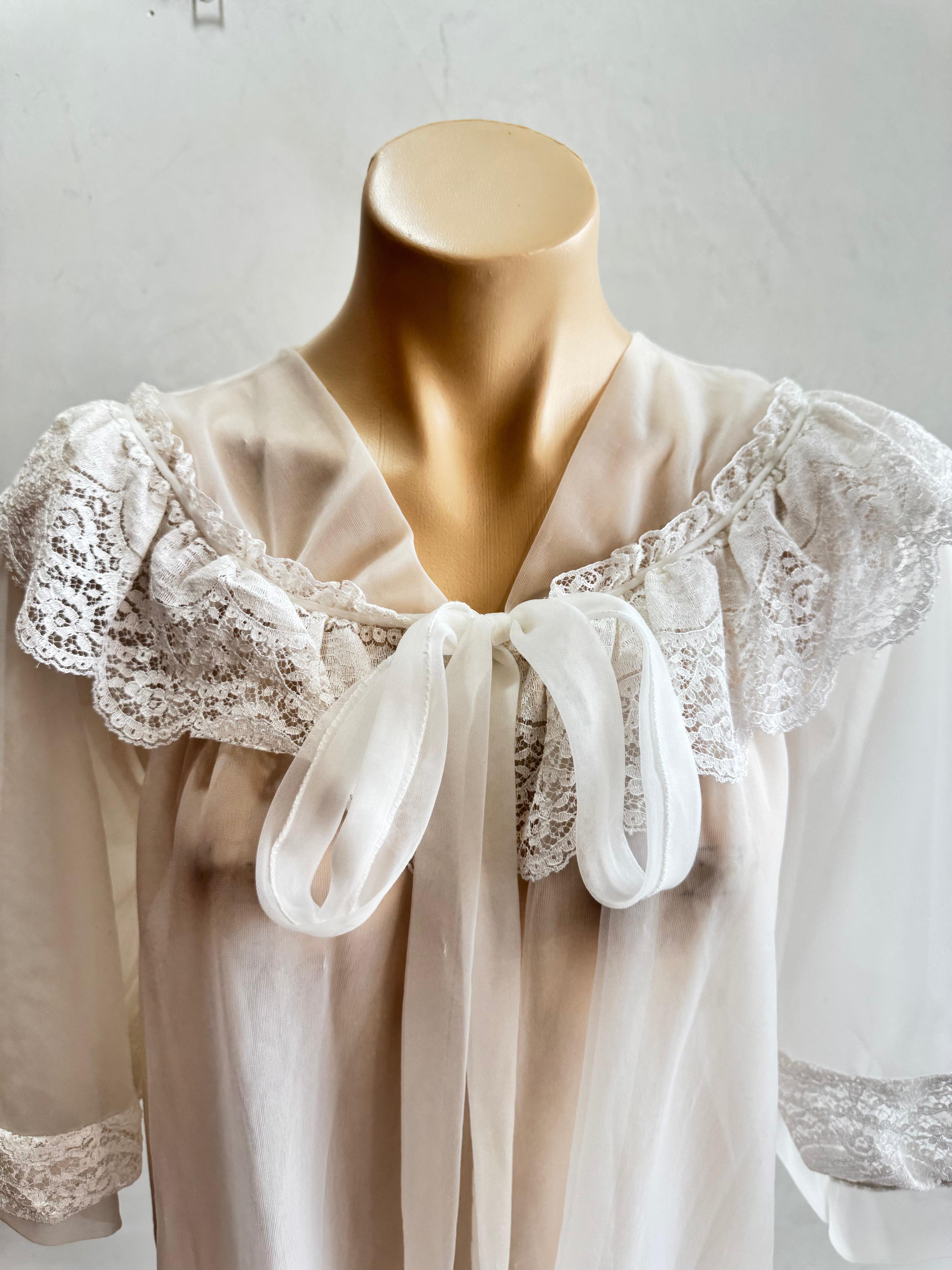 Vintage Gen Jex white Lace robe - size S thumbnail 6