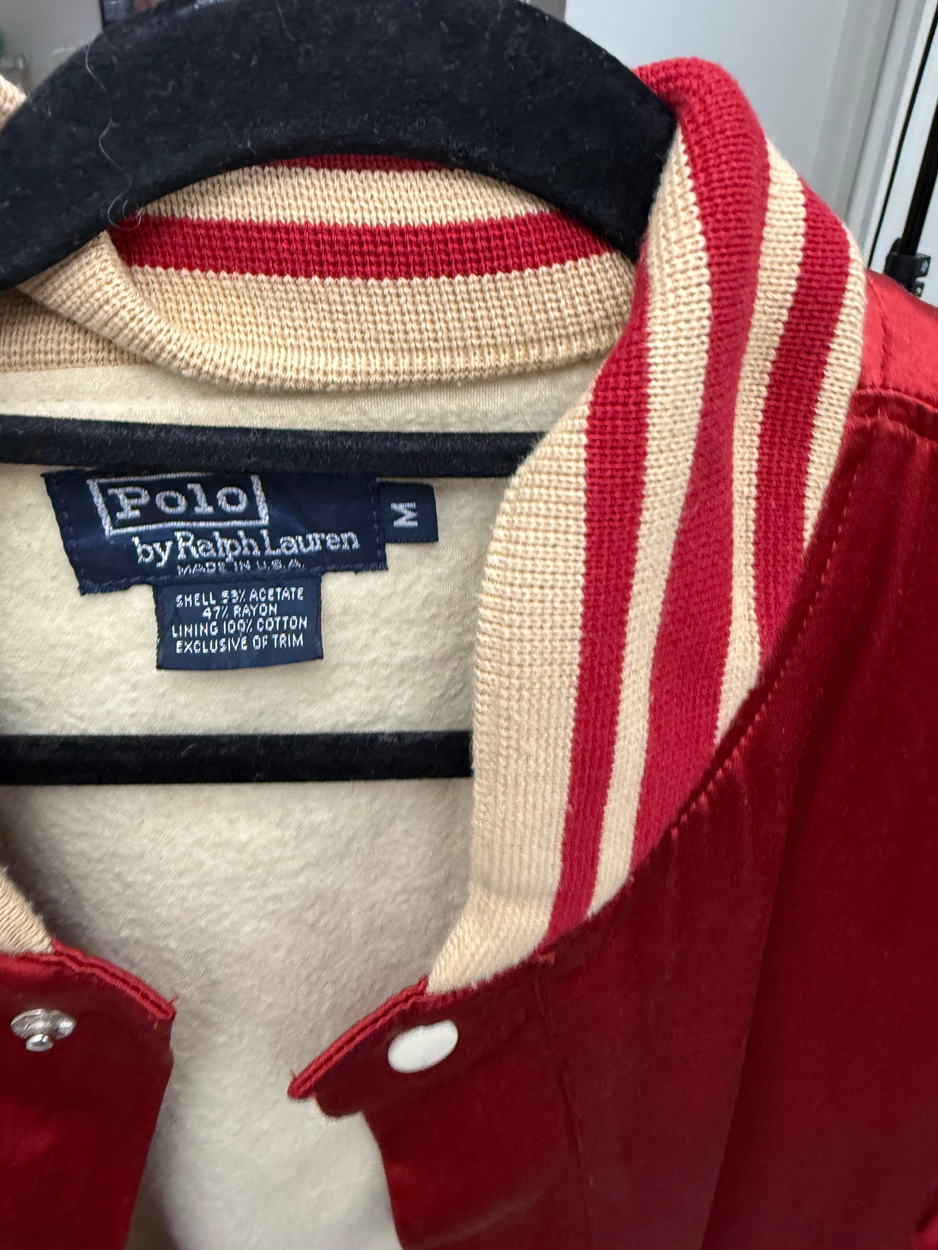 Polo Ralph Lauren 1993 Polo Ball Satin Stadium Jacket Red (Fits M-L) thumbnail 2