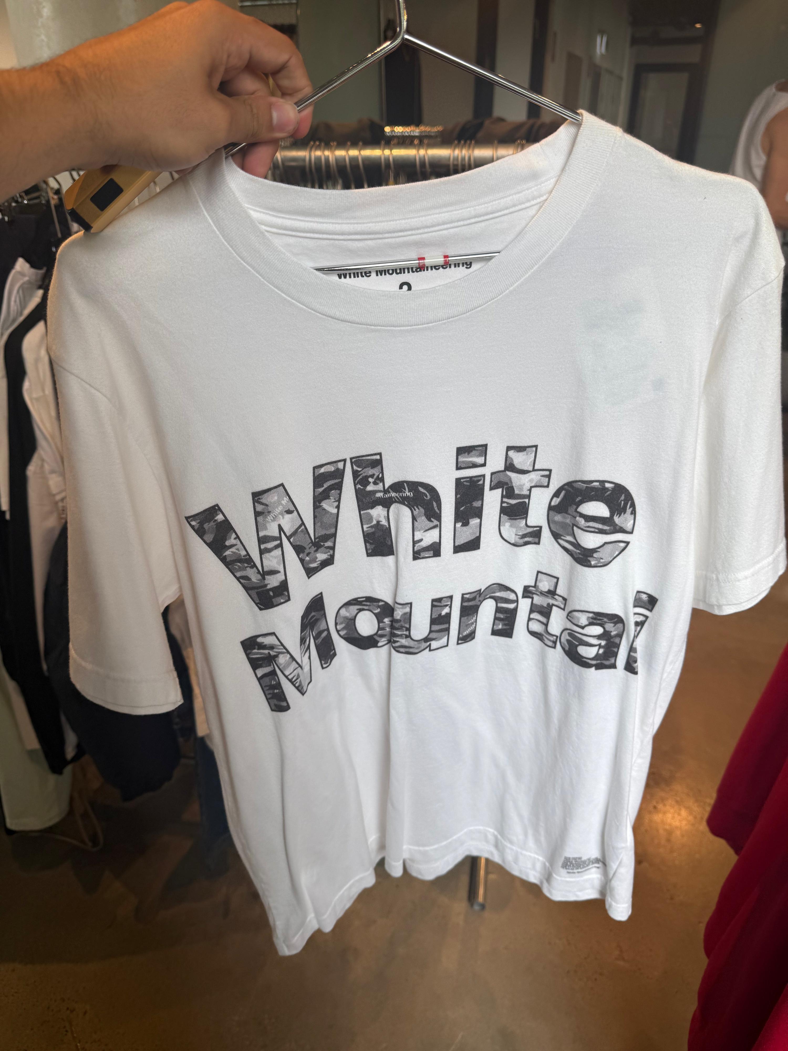 White Mountaineering Spell Out T-Shirt White/Camo (Fits M-L)