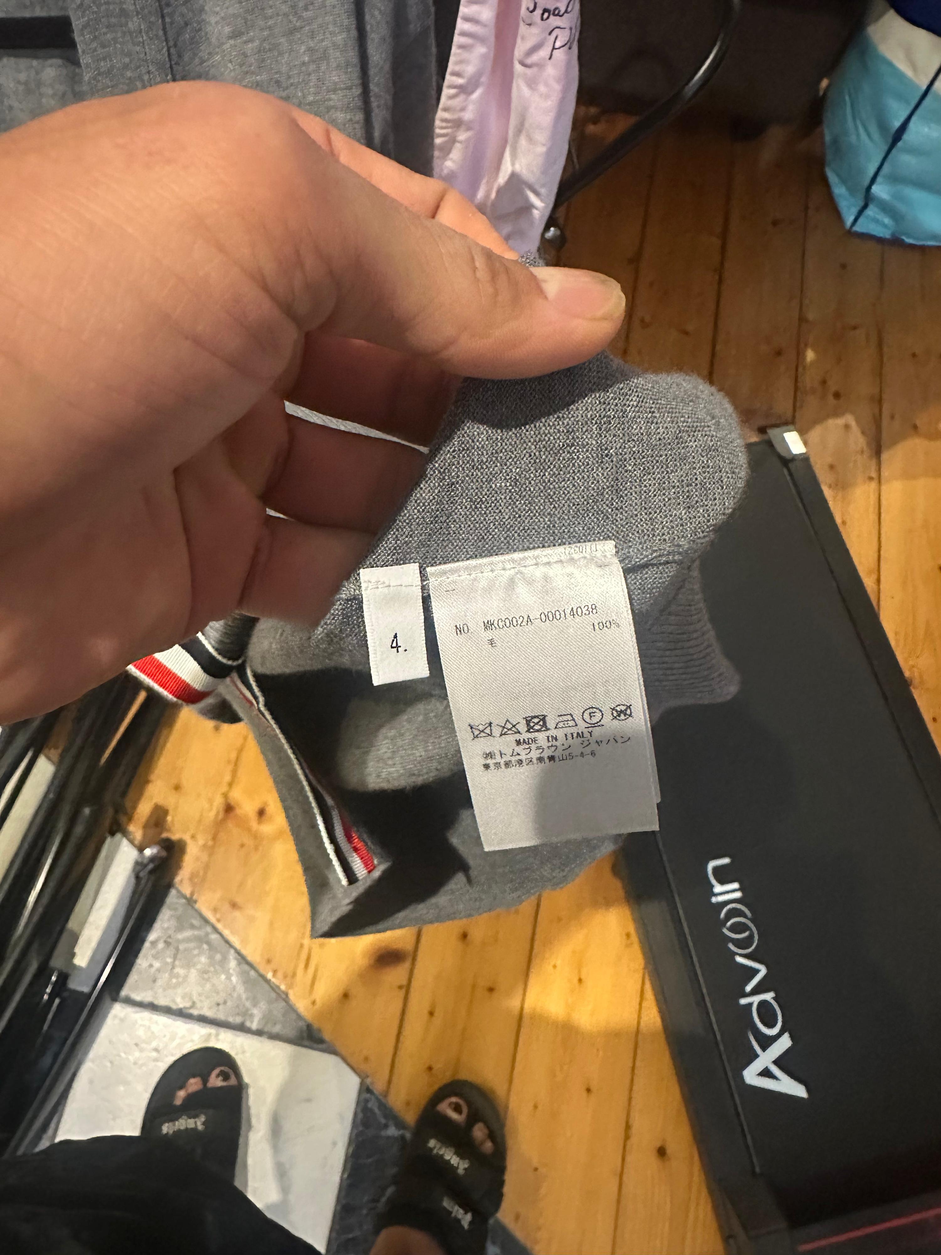 Thom Browne 4-Bar V-Neck Wool Cardigan Grey (Fits L-XL) thumbnail 2