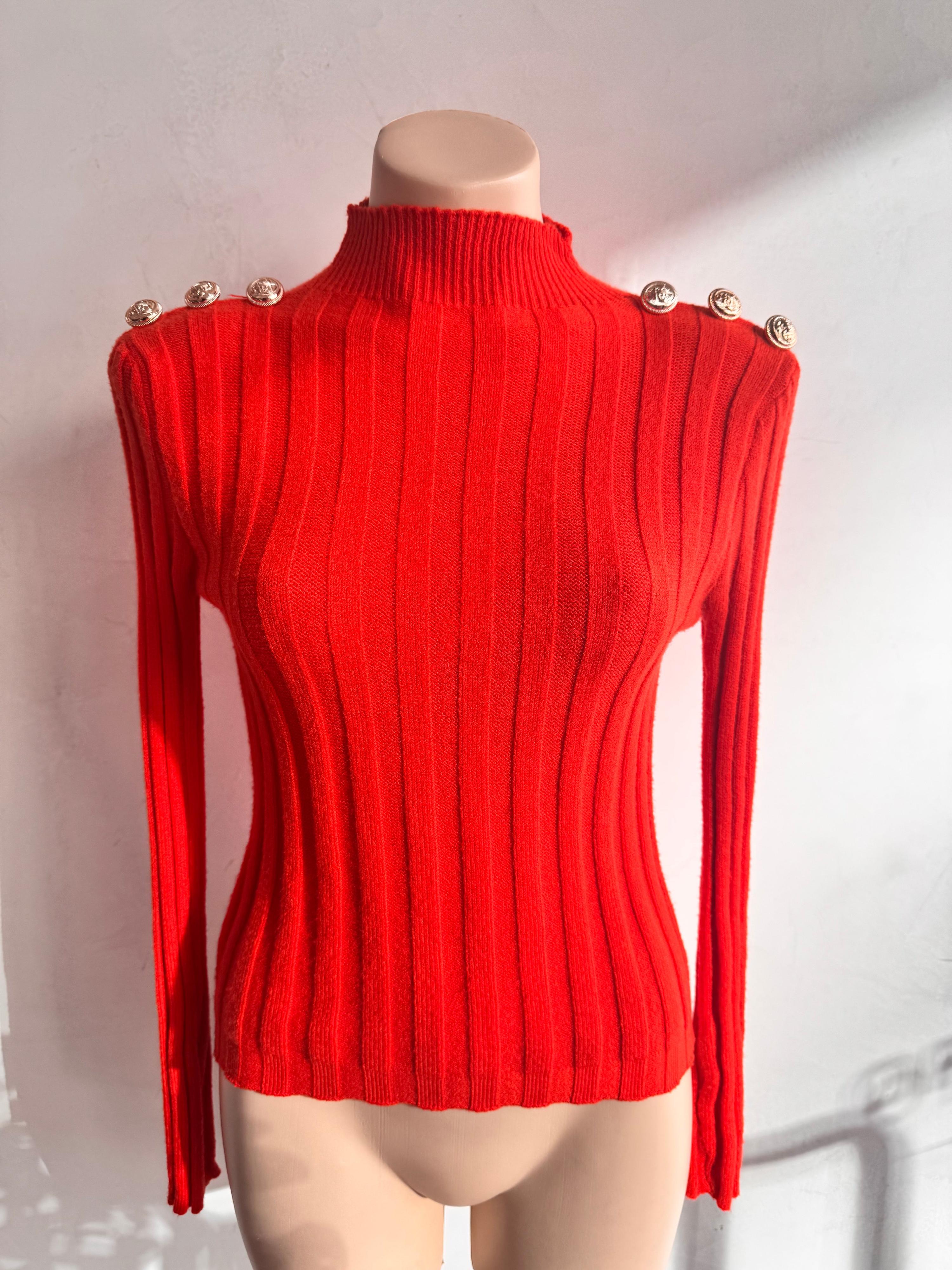 Turtleneck knit top with button details - Size S - Gold thumbnail 8