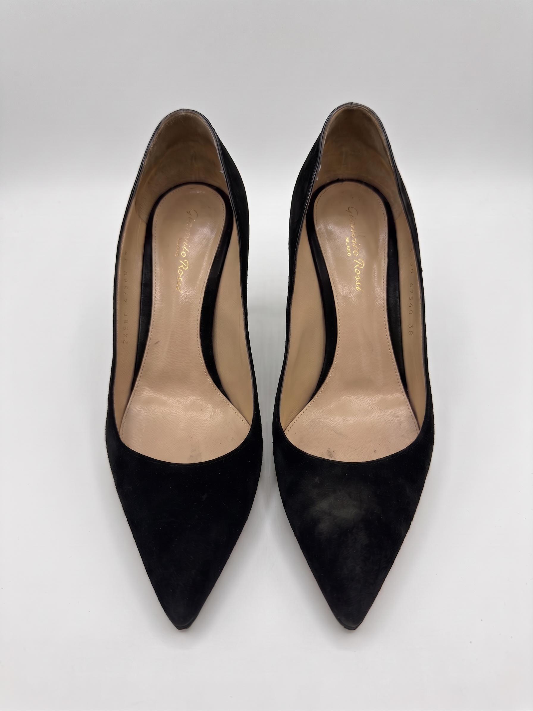 Gianvito Rossi Black Suede Heels 38 thumbnail 3