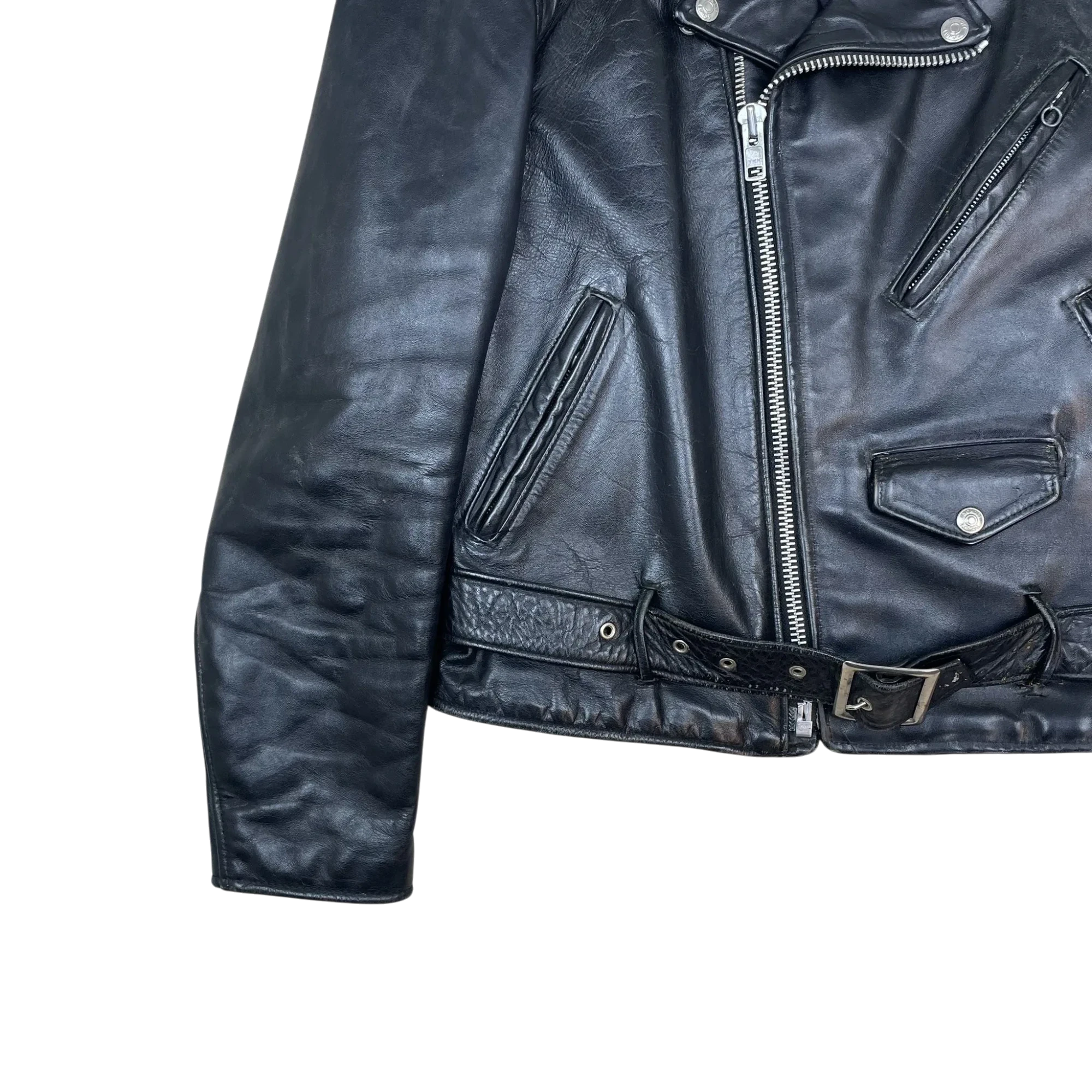 Schott NYC Perfecto 618 Leather Jacket Black (Made in USA) (Size 38/Fits S-M) thumbnail 3