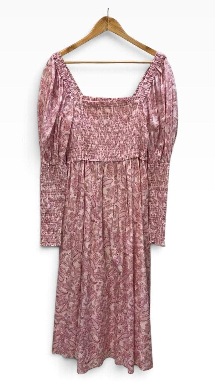 Steele. Pink Paisley Midi Dress M