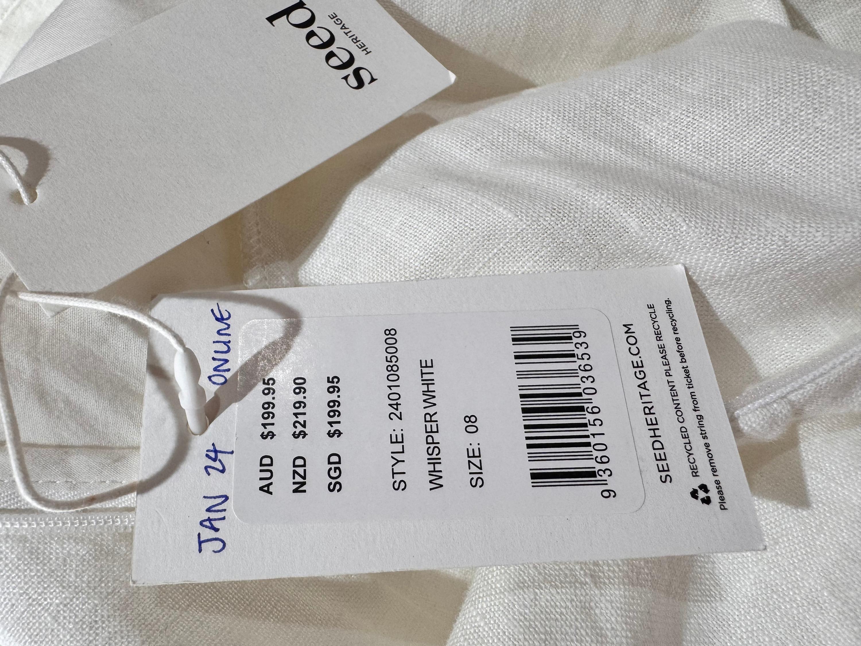 Seed Whisper White Linen dress NWT - size 8 thumbnail 8