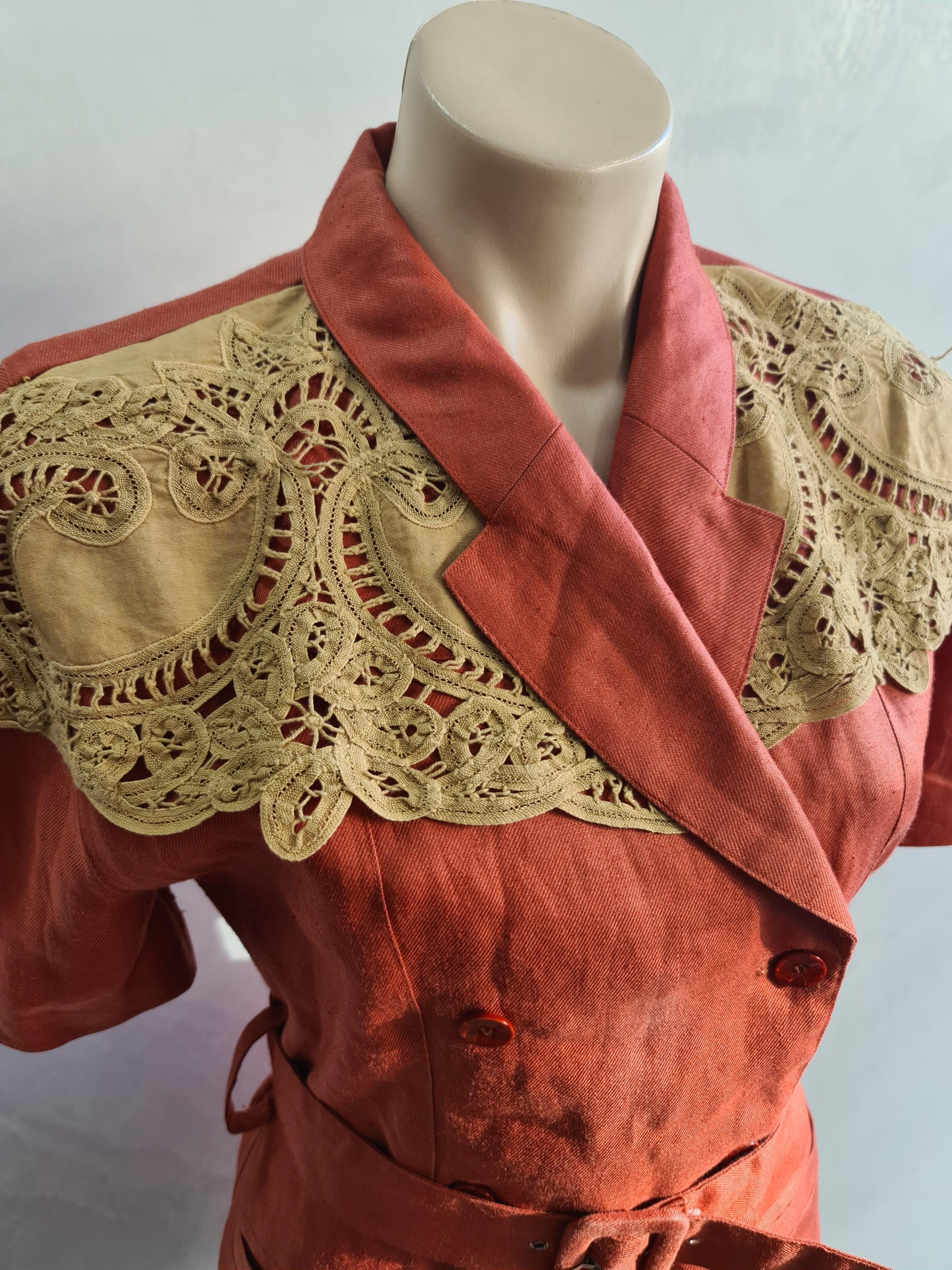 Vintage Maggy Terracotta Jacket with Belt - size M thumbnail 11