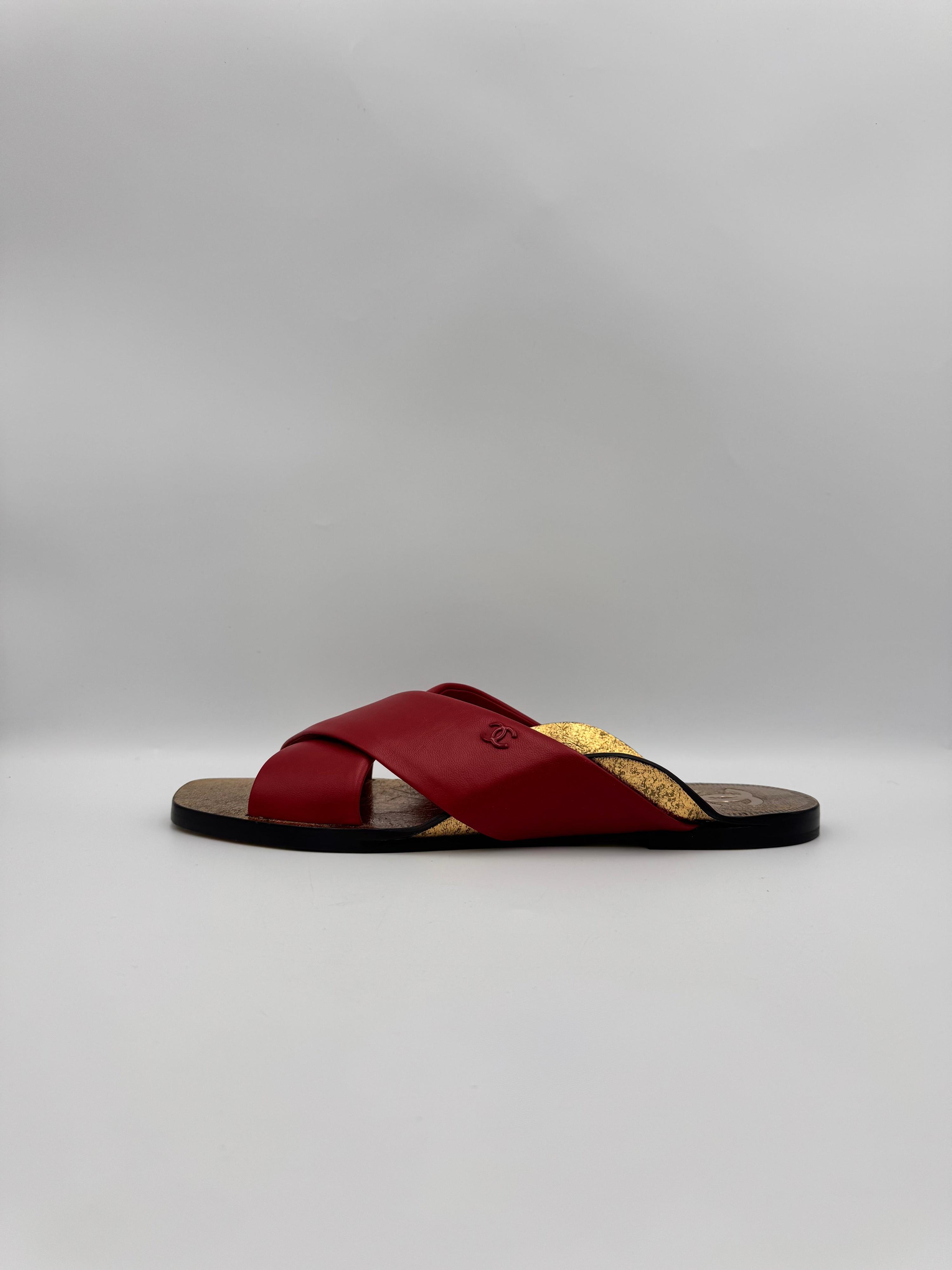 Chanel Red Lambskin Leather Mules Size 41C thumbnail 12