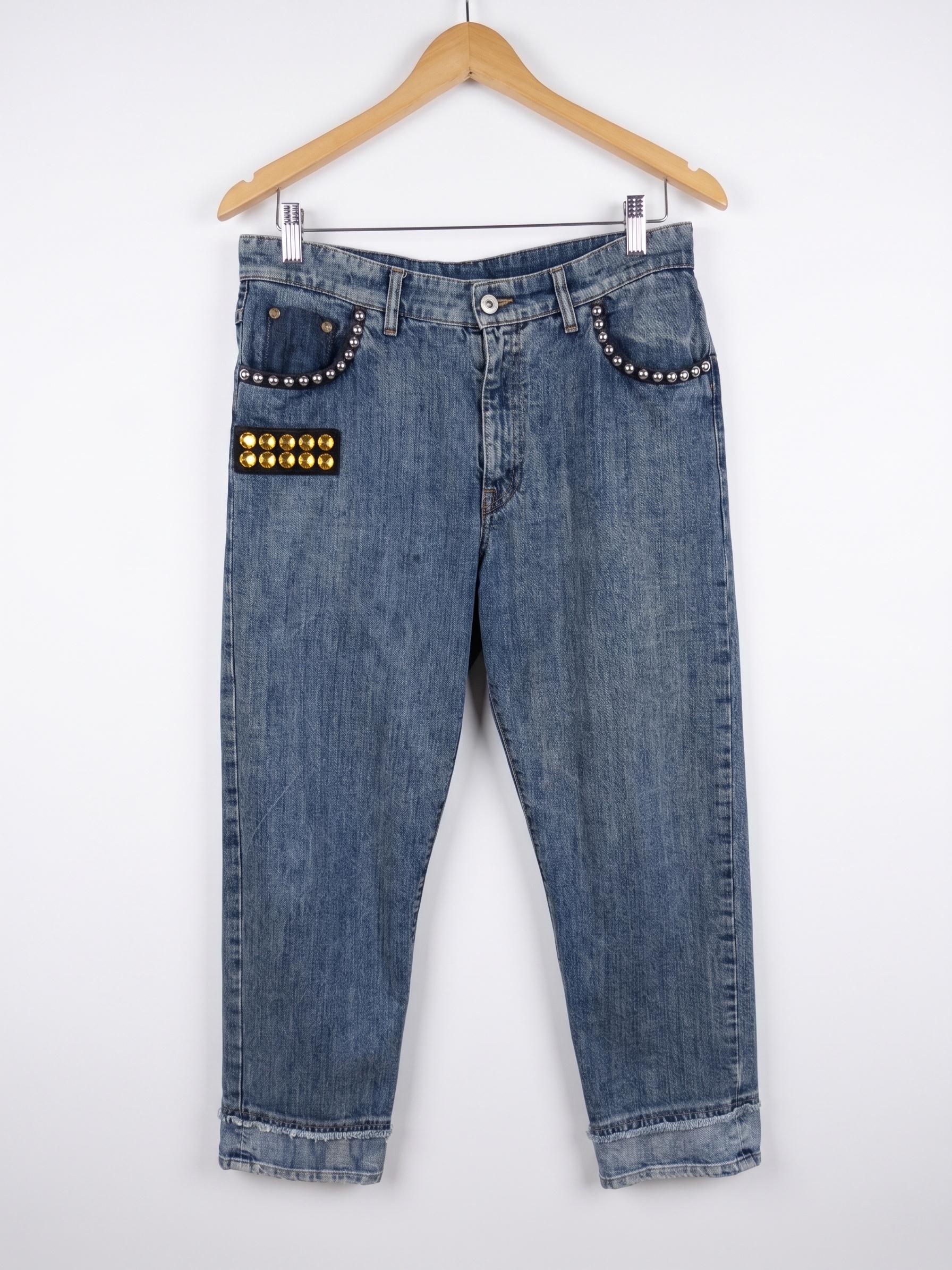 Miu Miu Blue Embellished Jeans 27