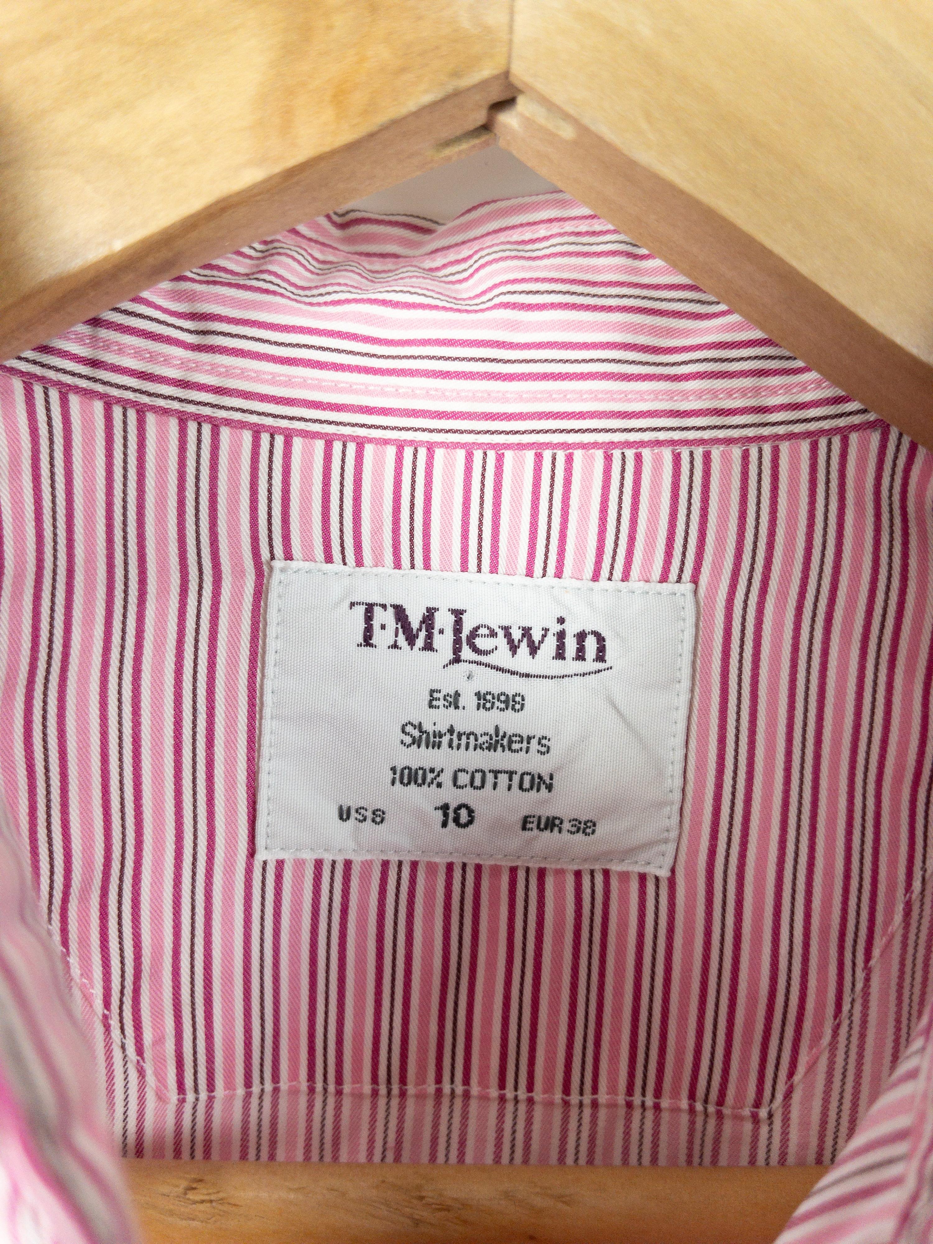 TM LEWIN Red Striped Shirt Size 10 thumbnail 6