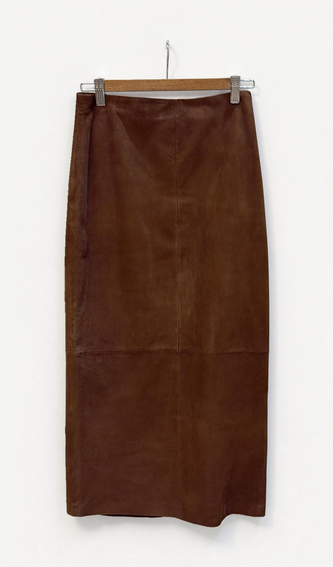 Seed Brown Suede Maxi Skirt 8