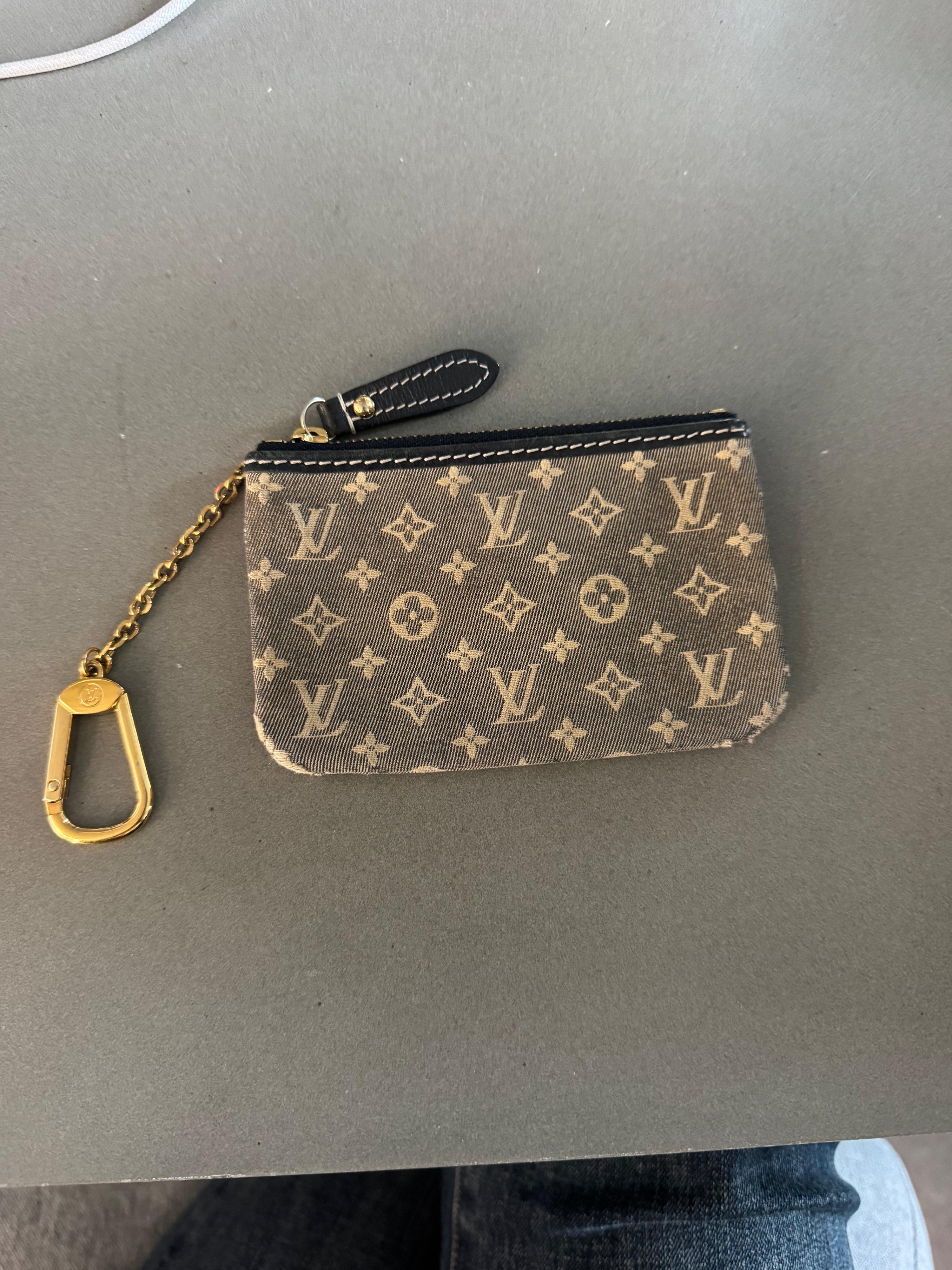 Louis Vuitton Monogram Mini Lin Key Pouch Blue